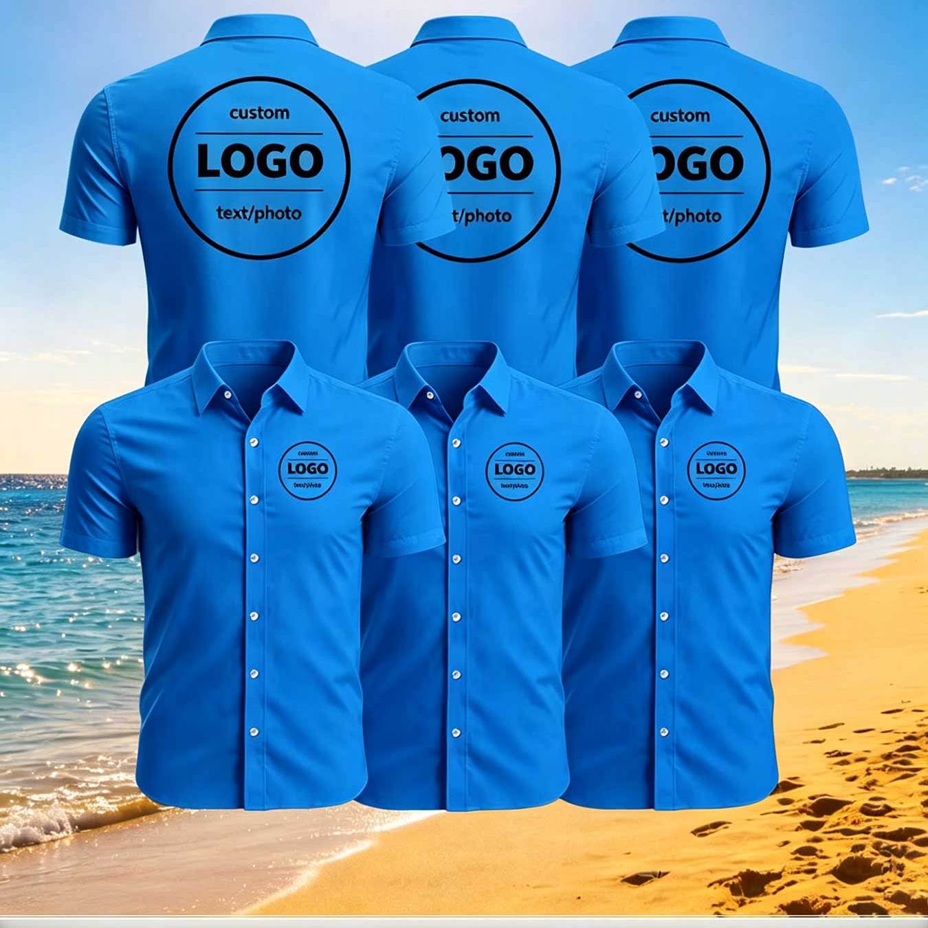 TEMU [shirt 3pcs Set] Custom Shirt; Add Your Own Photo/selfie, Casual Lapel Short Sleeve Style, Building Clothing, Workwear, Soft And Breathable