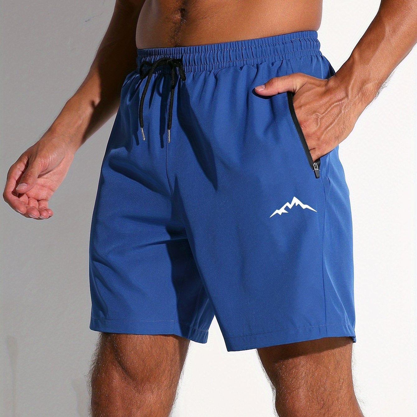 Men's Quick-dry Fabric Drawstring Zipper Pocket Casual Sports Shorts