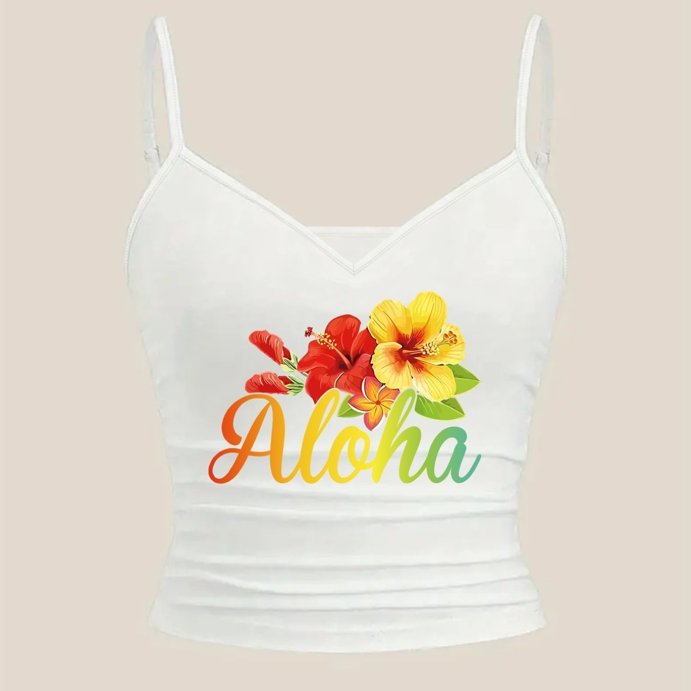 TEMU Women's Hawaiian Hibiscus Aloha Blouse - V-neck Sleeveless Top With Print, Non- Vests Suitable For Beachwear, Hawaiian Outfits, Machine Washable