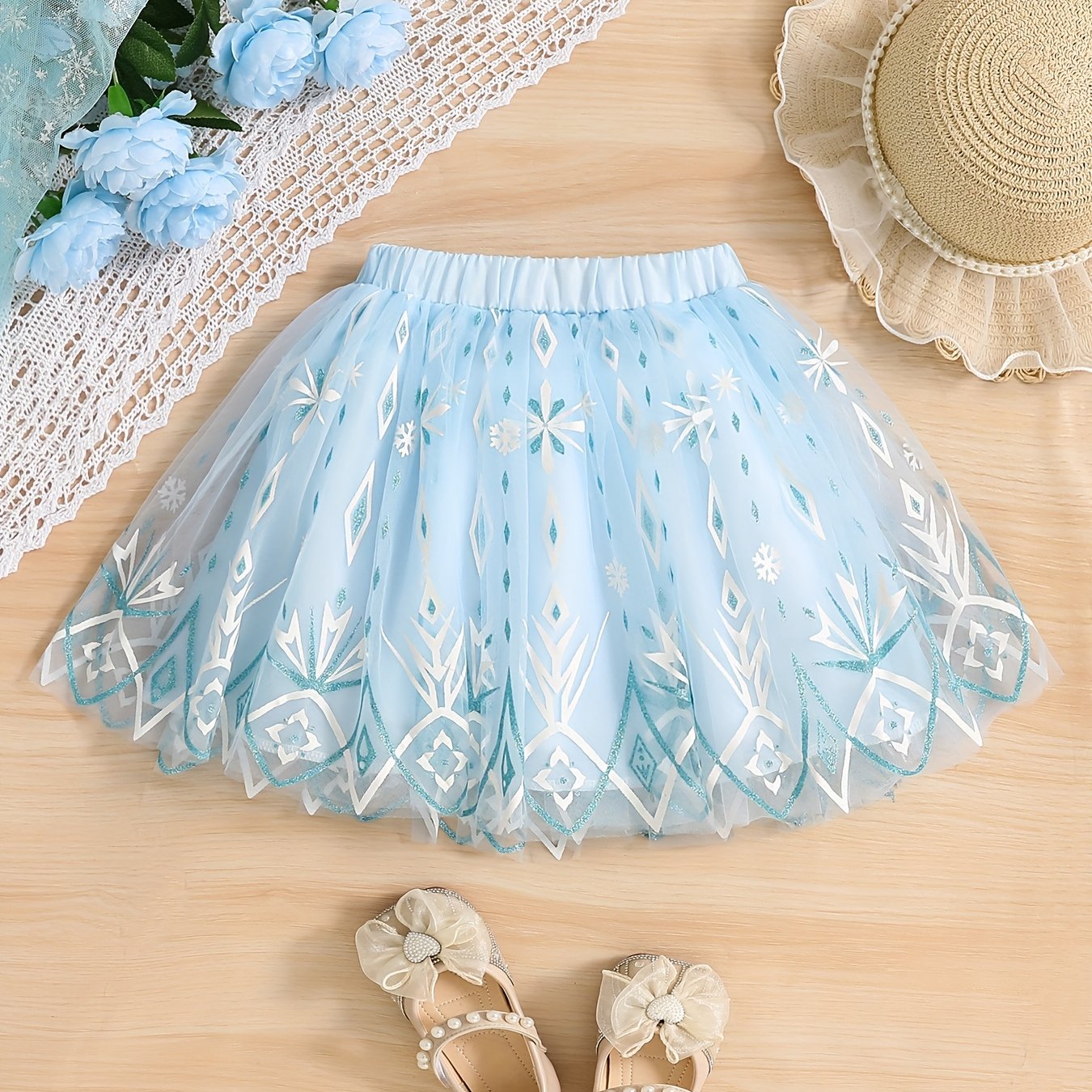 Image of Cross-border Girls' Clothing Includes Tulle Skirts, Half Skirts, And Party Skirts With Ice And Snow Prints, Perfect For Little Girls