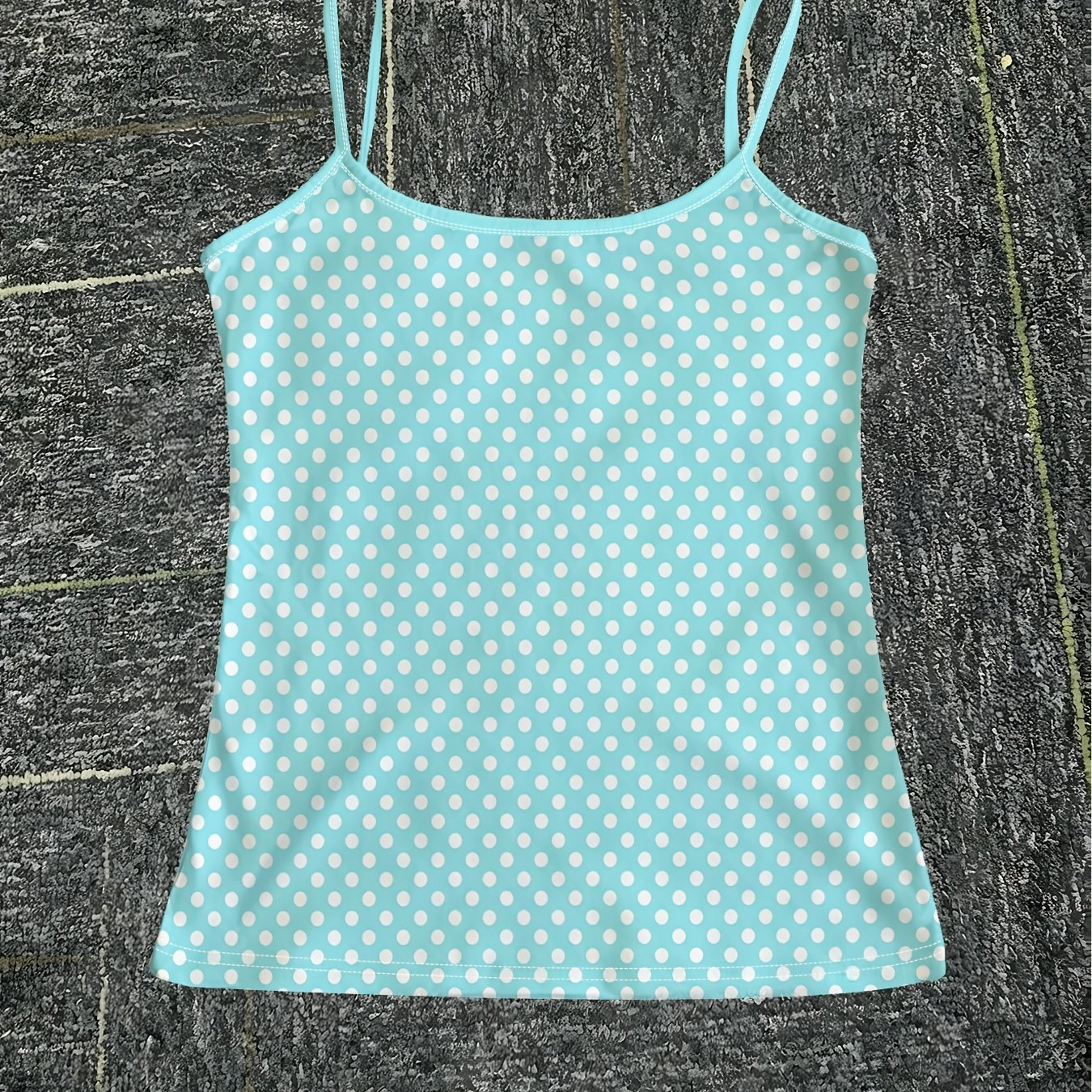 TEMU Women's Summer Camisole, White Polka Dot Printed