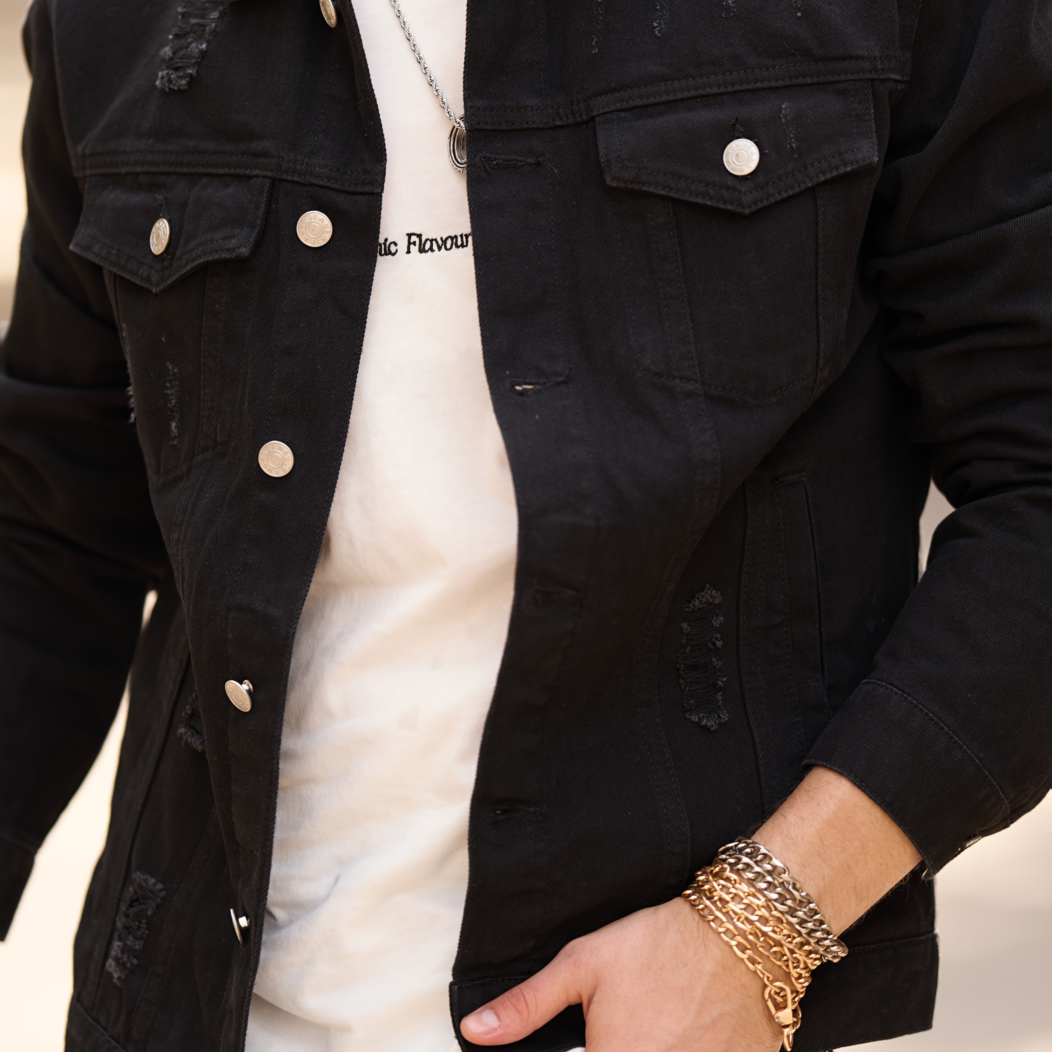 Image of Men's Denim Jacket - Loose Fit Korean Style Youth Trendy Jeans For Boys