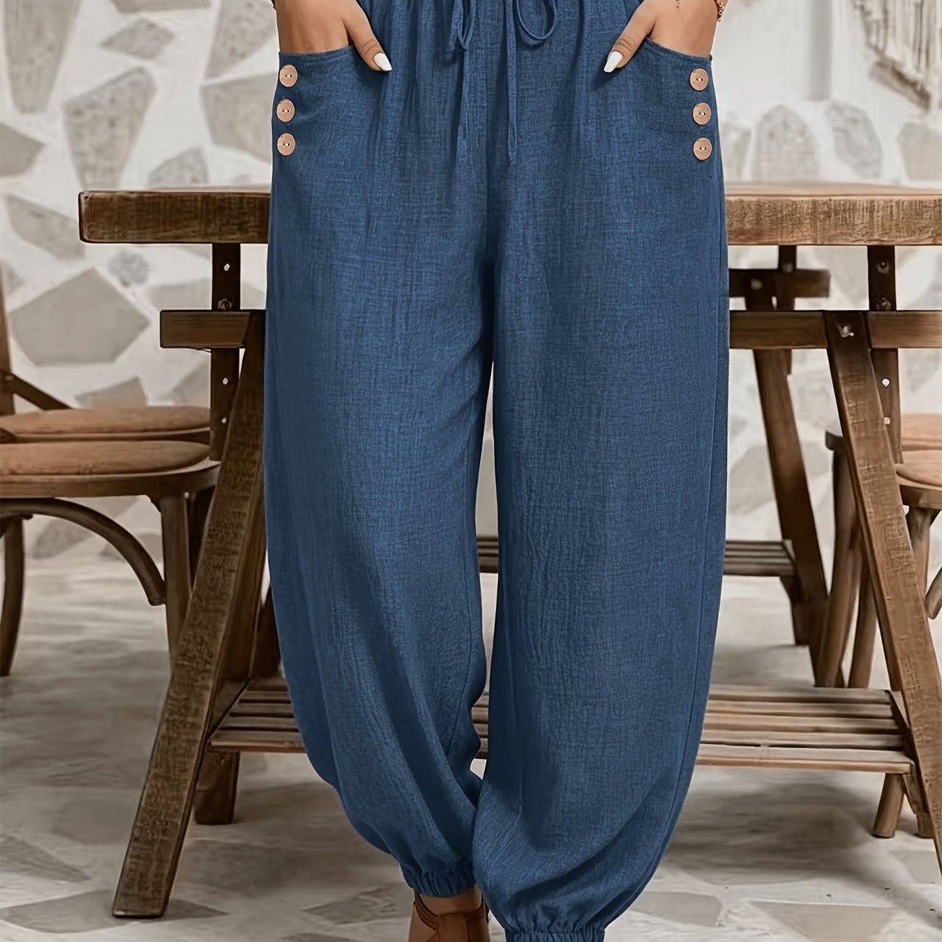 TEMU Talla Grande - Pantalones Largos Casuales para Mujer de Talla Grande, Hermosos, para Todas , Estilo Casual Diario Versátil, con Cintura , Ribete