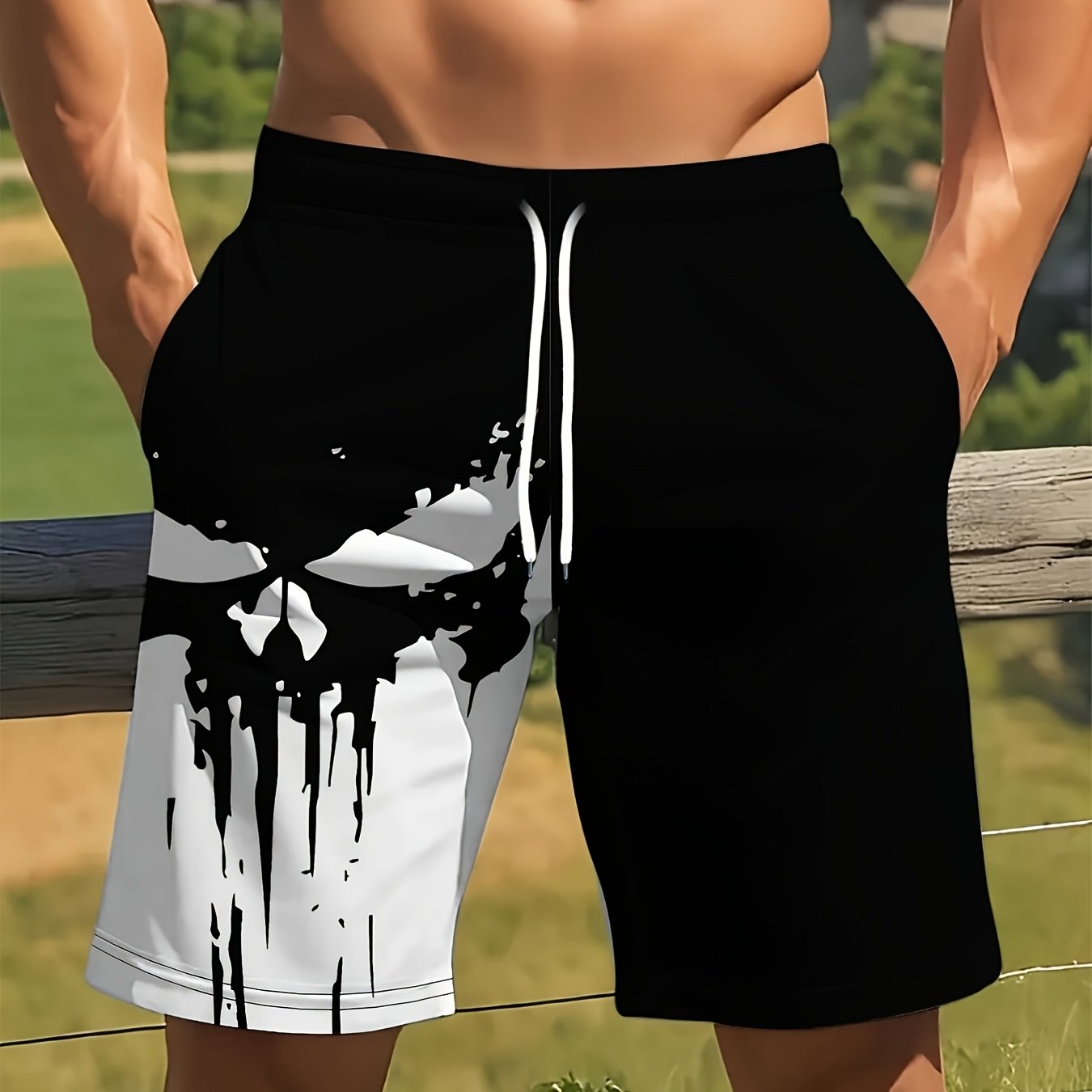 Image of Men's Summer Shorts: Quick-dry, Stretchy With Cooling Geometric Print – Minimalist