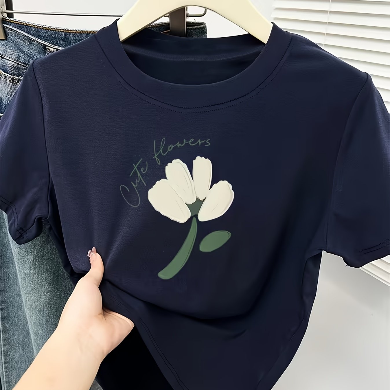 TEMU 프레쉬 플라워 캐주얼 티셔츠