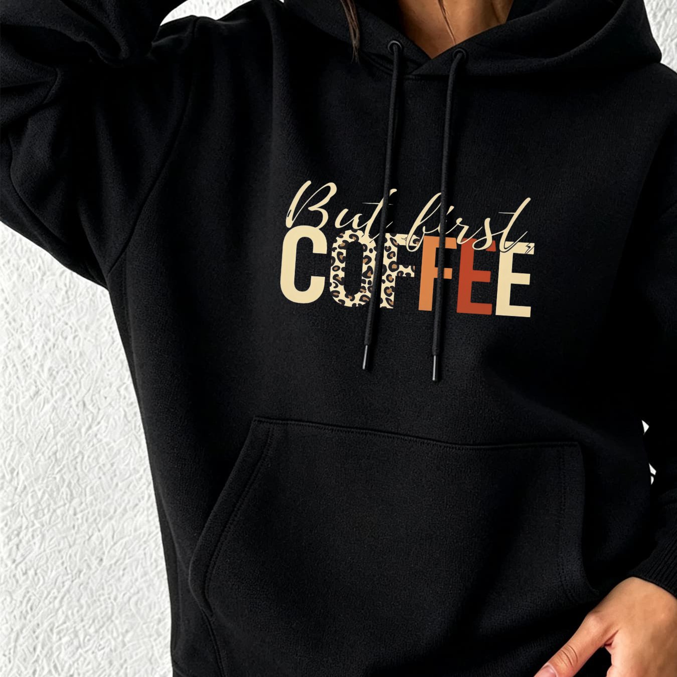 Image of Autumn Winter New Hoodie For Women Loose Fit Letter Print Leopard Pattern Casual Streetwear Warm Comfortable Fashionable Versatile Trendy
