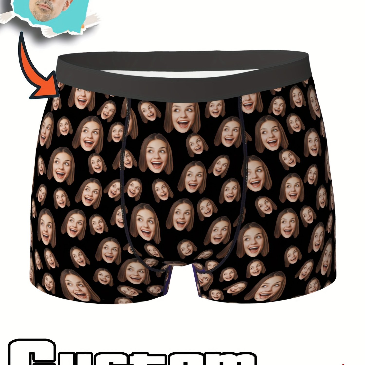 TEMU Bóxers Personalizados con Foto, Bóxers con Imagen de Rostro, Ropa Interior con Cara, Regalos para San Valentín/Aniversario/Boda/, Regalo y
