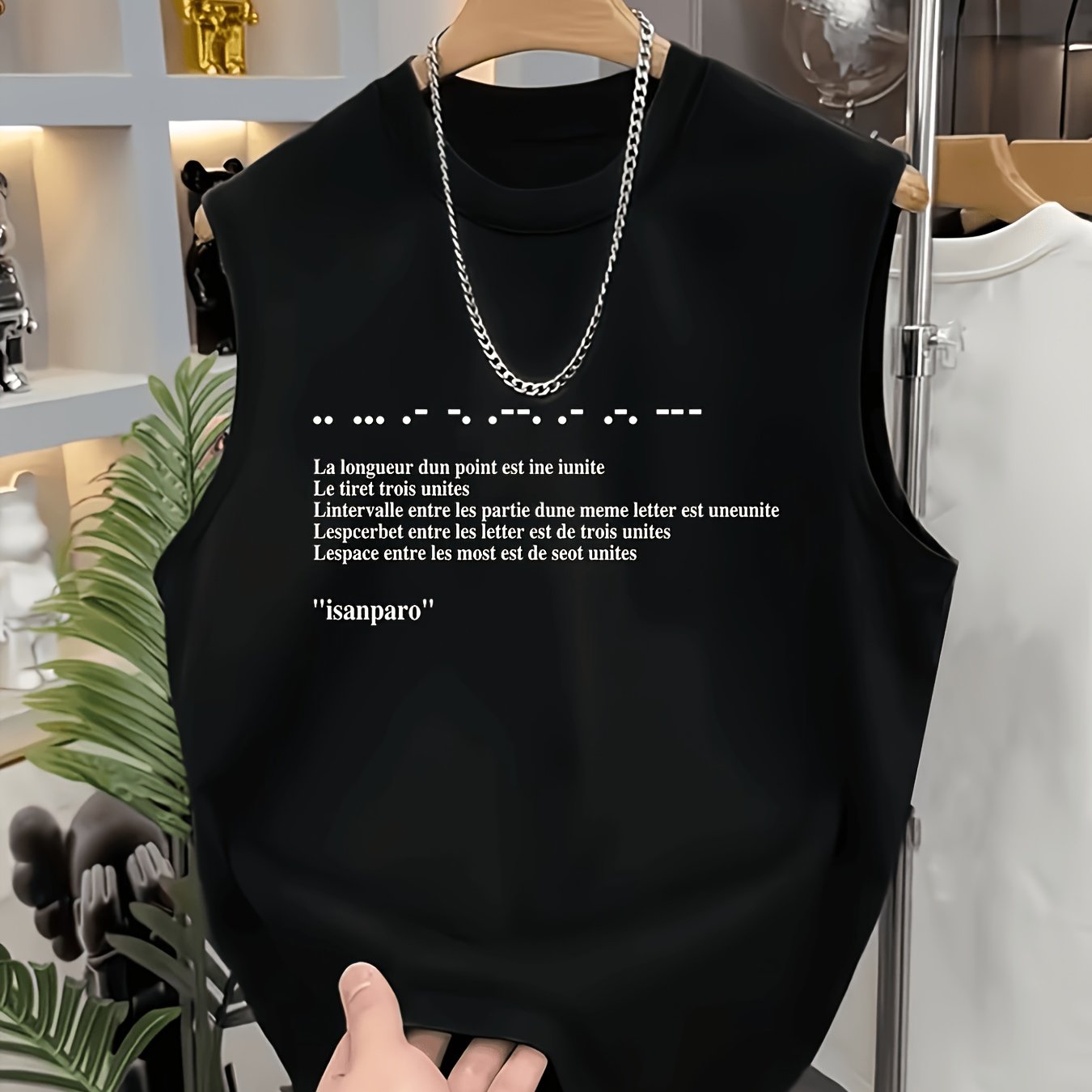 TEMU Men's Fashion Basic Knit Print Sleeveless Vest T-shirt Suitable For Outdoor Sports Fitness, Casual Plus Size Loose All-match Camisole Vest Top