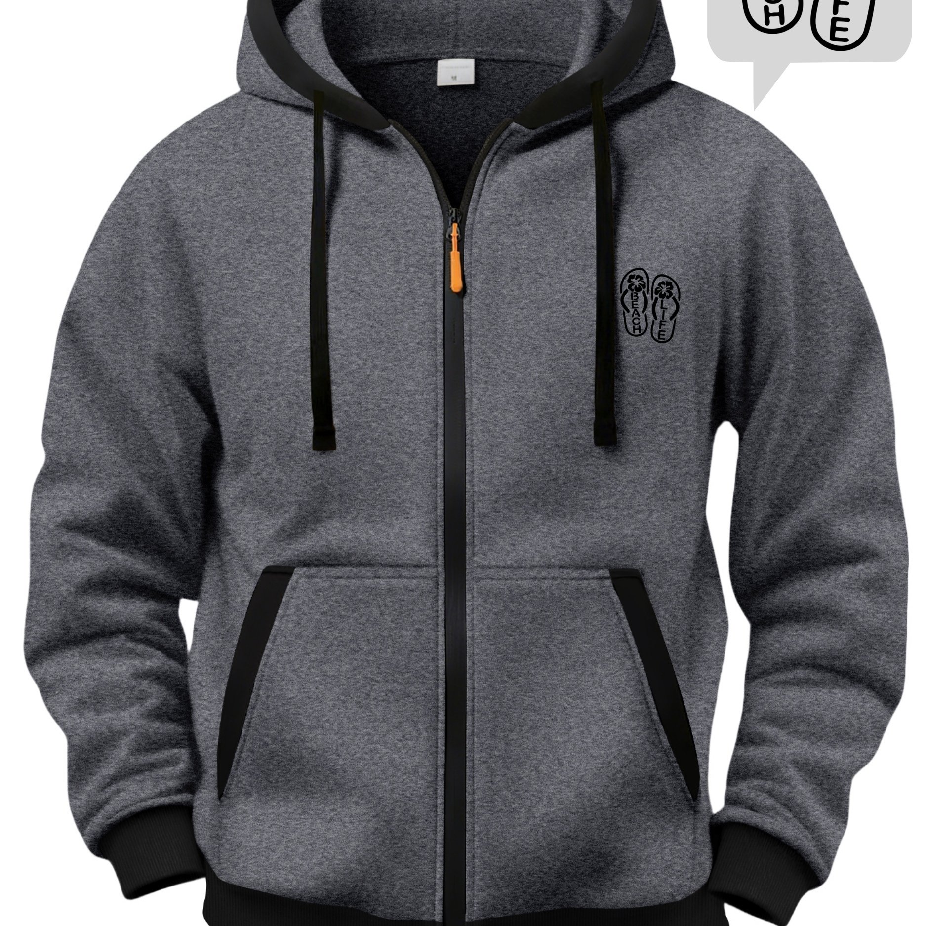 TEMU Men's -lined Warm Hooded Jacket, Zippered Autumn/winter Sports, Flip-flops Fashion Sweatshirt Winter Clothes For Men