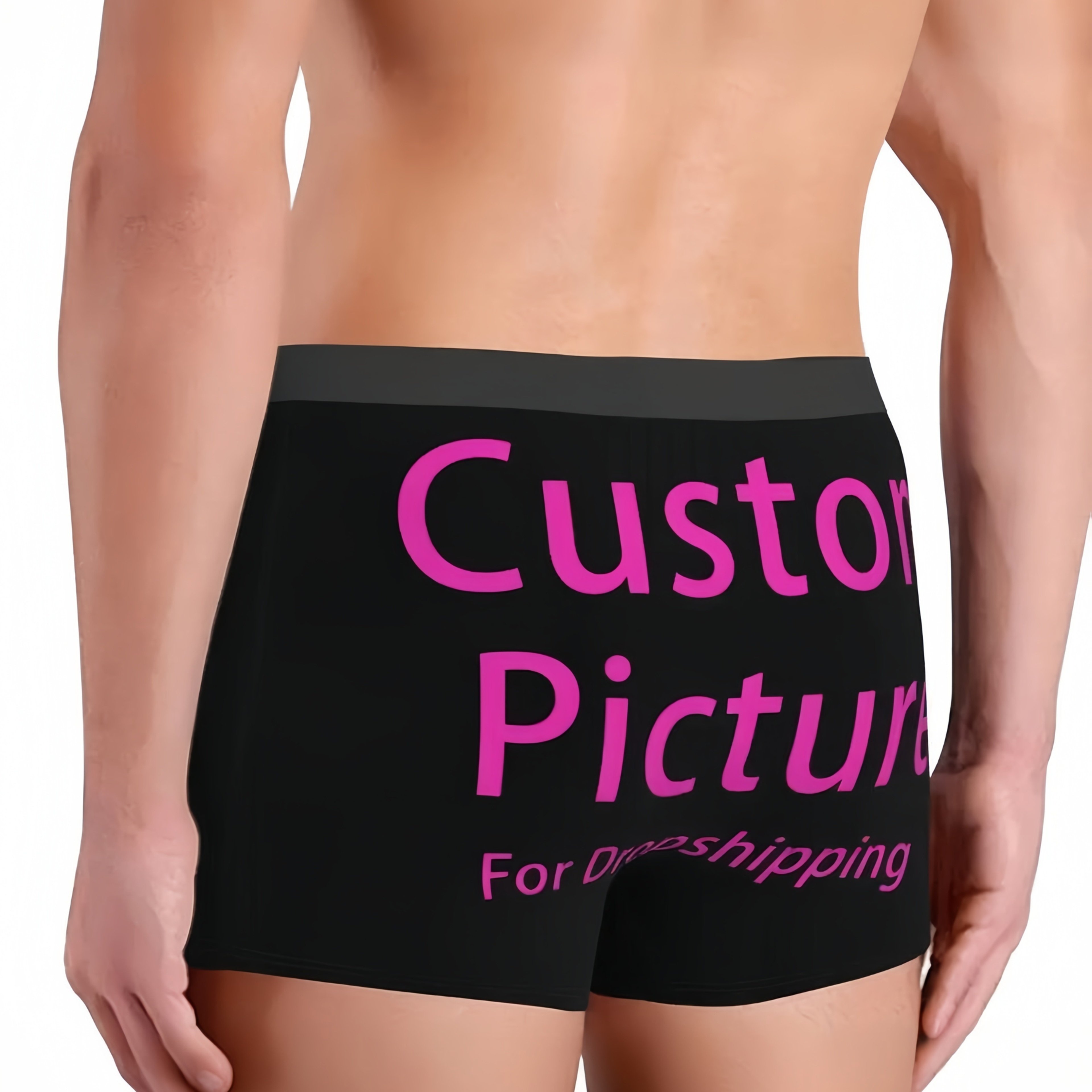 TEMU 1pc Photo Custom Men's Flat Briefs - Personalized Portrait Print Underwear, Soft And Comfortable, Ideal Gift, Husband's Birthday Present,