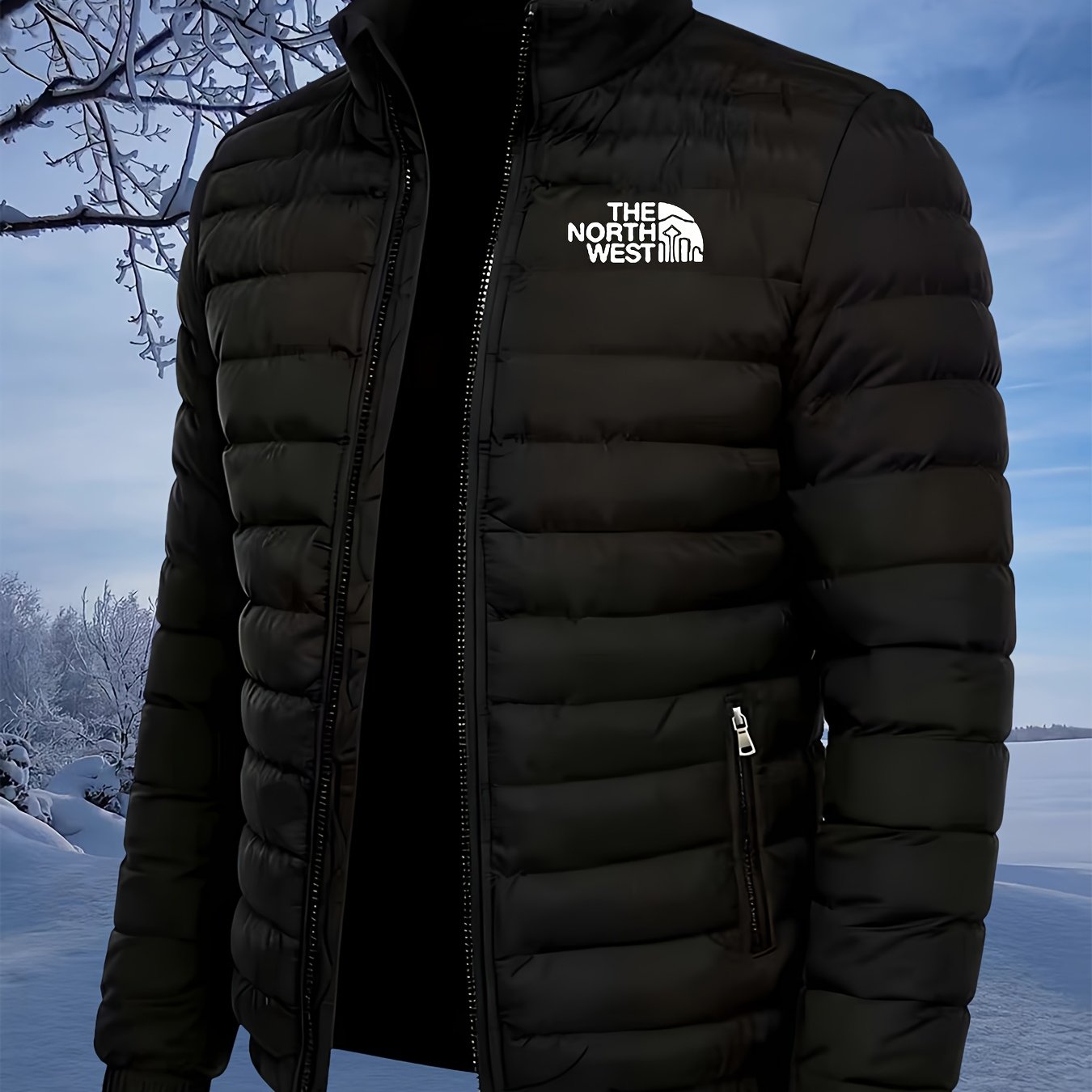 TEMU Veste matelassée, vêtement d'extérieur d'hiver épais , imprimée, chaude pour les et les activités de
