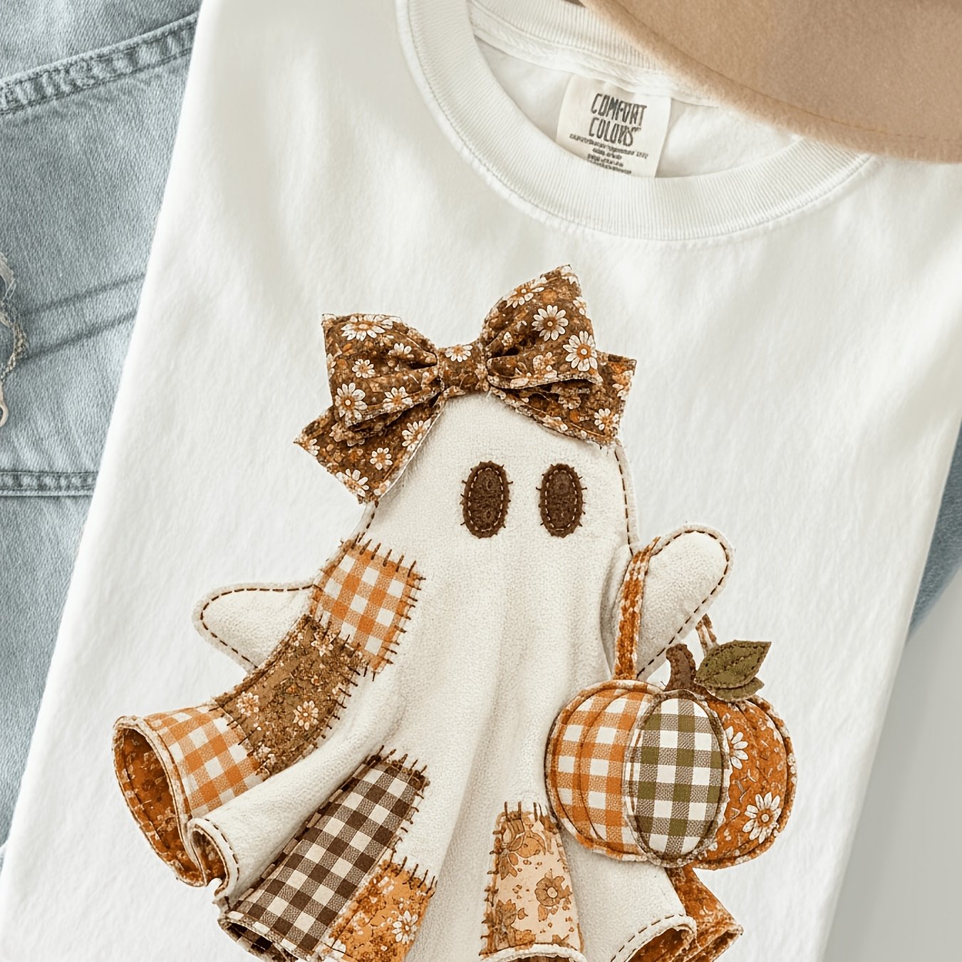 TEMU Men's & Women's Shirt, Coquette Halloween Tee, Cute Fall Pumpkin Tee, Spooky Season, Stitched Fabric