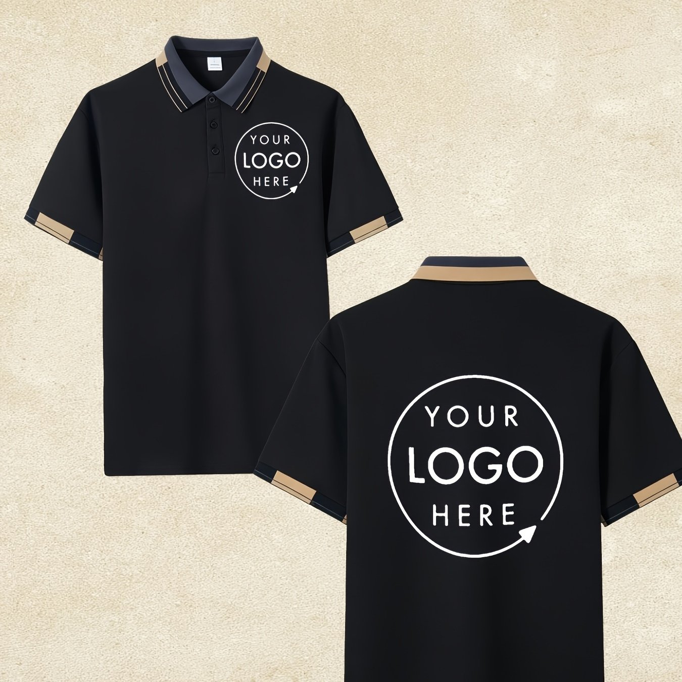 TEMU Custom Men's Casual Lapel Short-sleeve Shirt, Customizable With Self- Photo/logo Pattern On Left Chest. Breathable And Comfortable. Suitable For