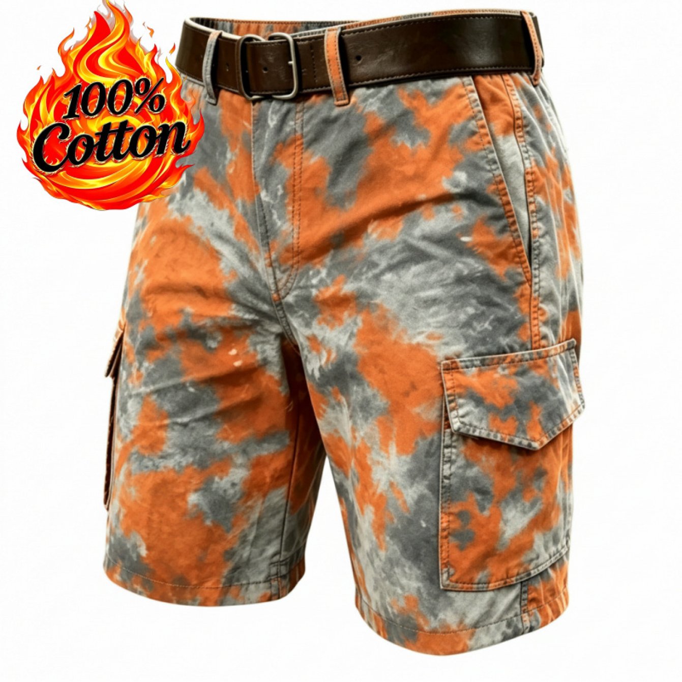 3d Printed Workwear-style Versatile Shorts (no Belt), Multi-pocket Style Y2k Style Summer Retro Men's Shorts