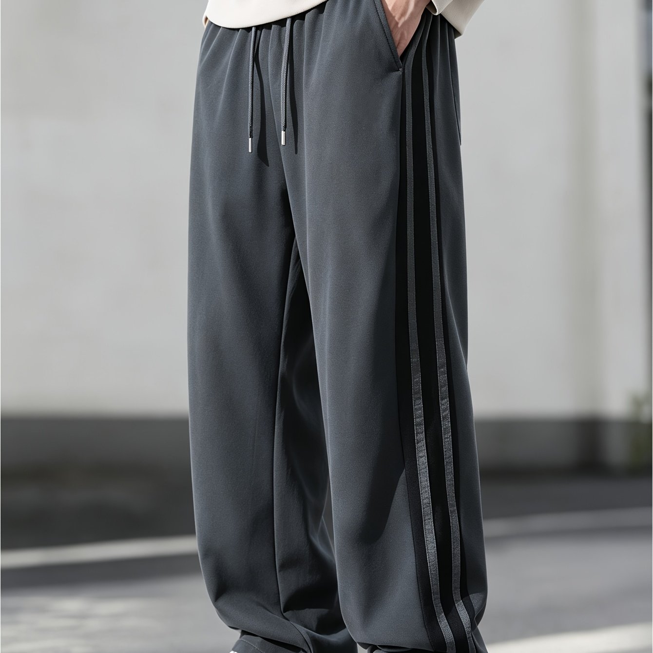 TEMU Pantalones para hombre de calidad | Pantalones de chándal de pierna ancha con lateral para hombre, pantalones deportivos casuales de pierna con