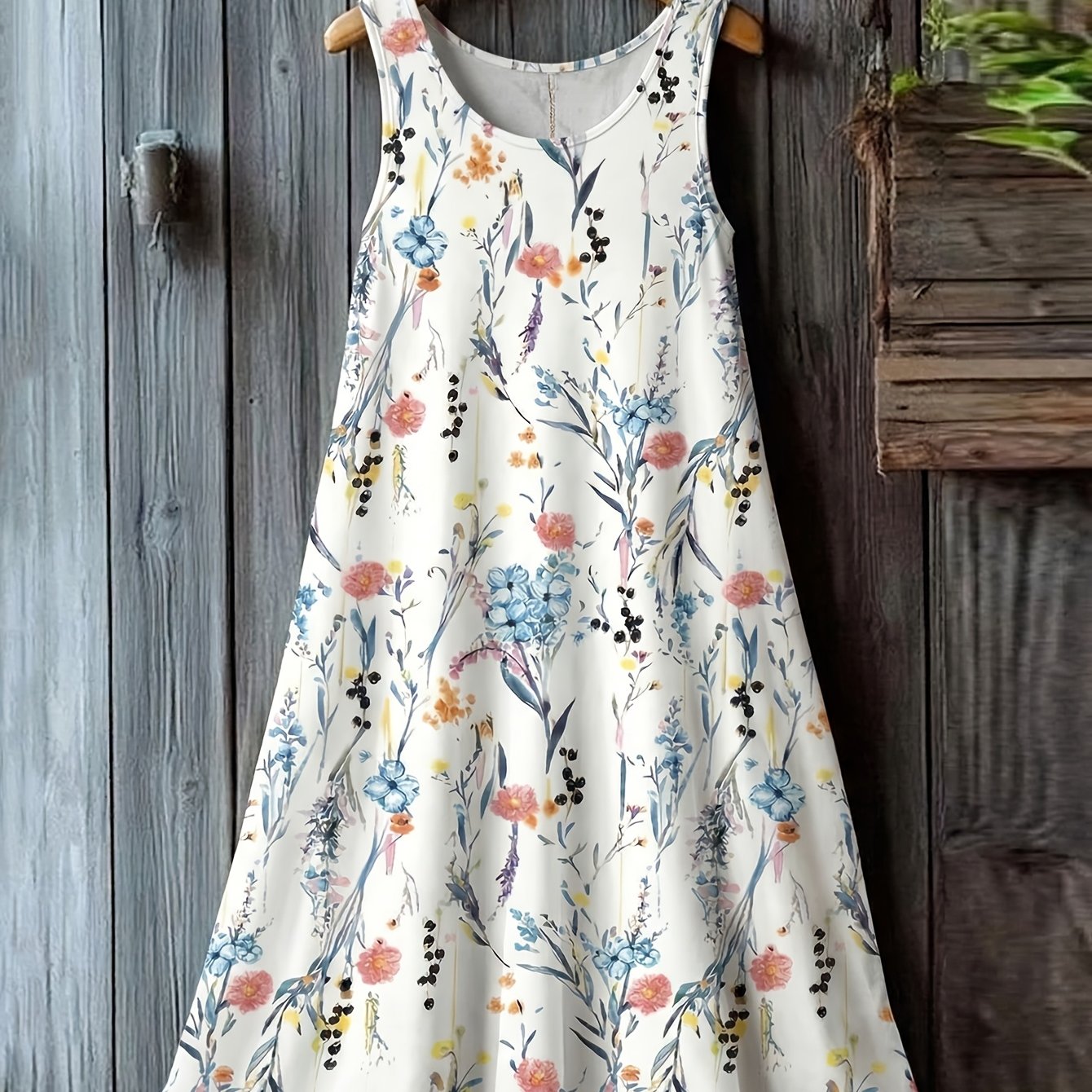 TEMU Plus Size - Lässiges Mode Kleid mit Rundhalsausschnitt und ärmellos, Maschinenwaschbar, Große Größen für Damen
