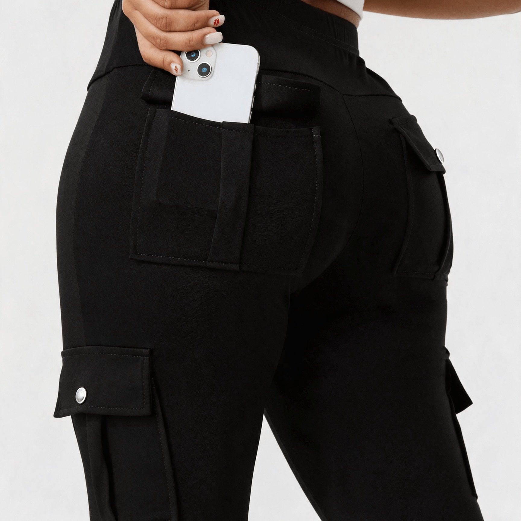 E-shop Damen-Leggings in Übergröße, einfarbig, mit hoher Taille – Cargo-Leggings, eng anliegende Strumpfhose in voller Länge, nicht als Hose geeignet,