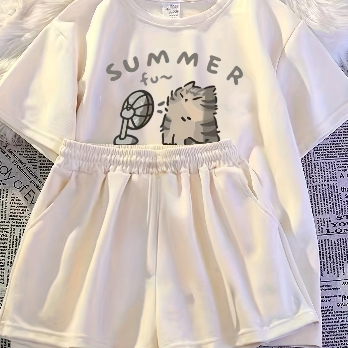 Children Girls Summer Outfit 2pcs Set Summer Clothes Summer Shorts Fashion Shorts 2pcs Set, For Outdoor