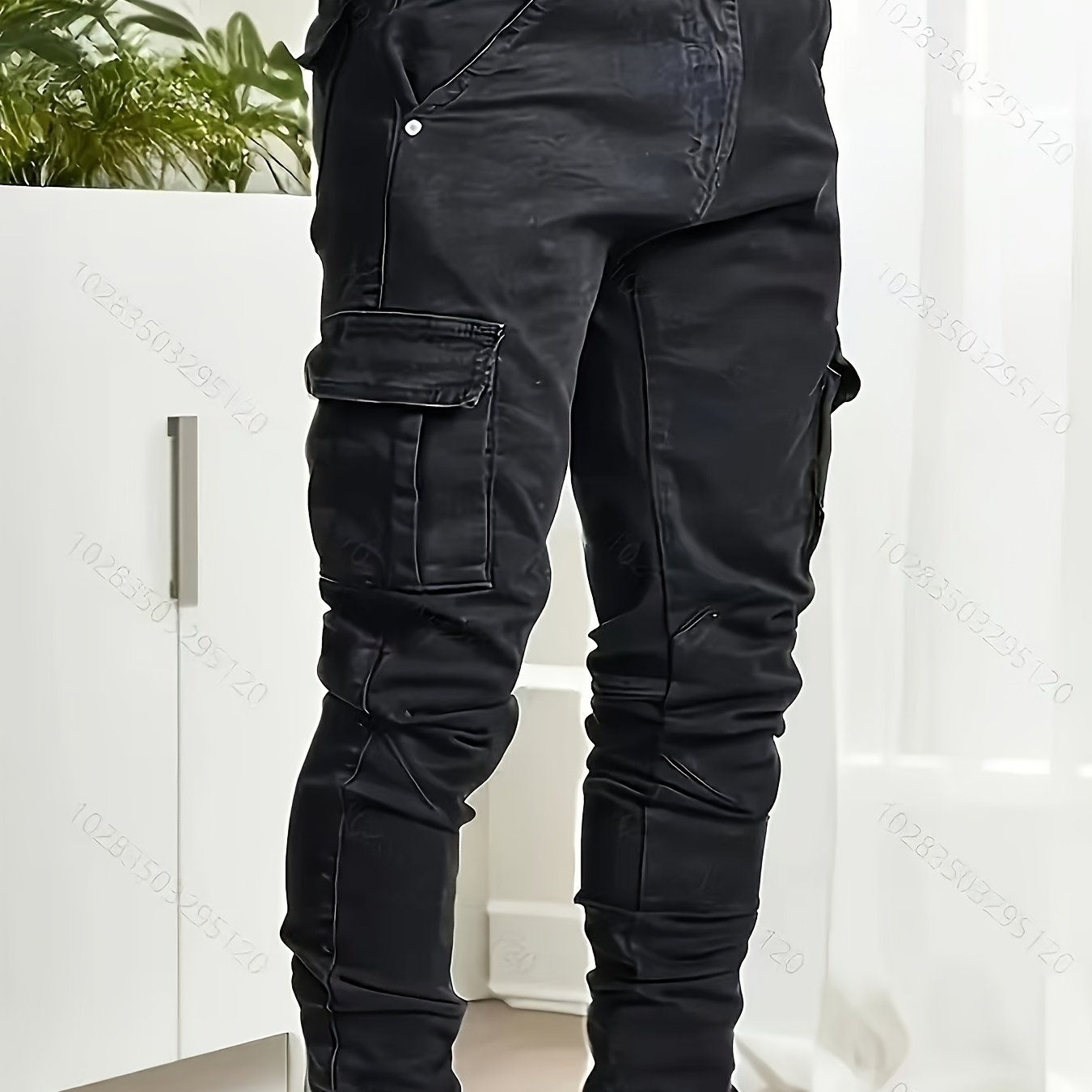 Men's Multi-pocket Long Trousers Trendy Casual Side Pockets Skinny Men's Athletic Pants, Cargo Pants Outdoor