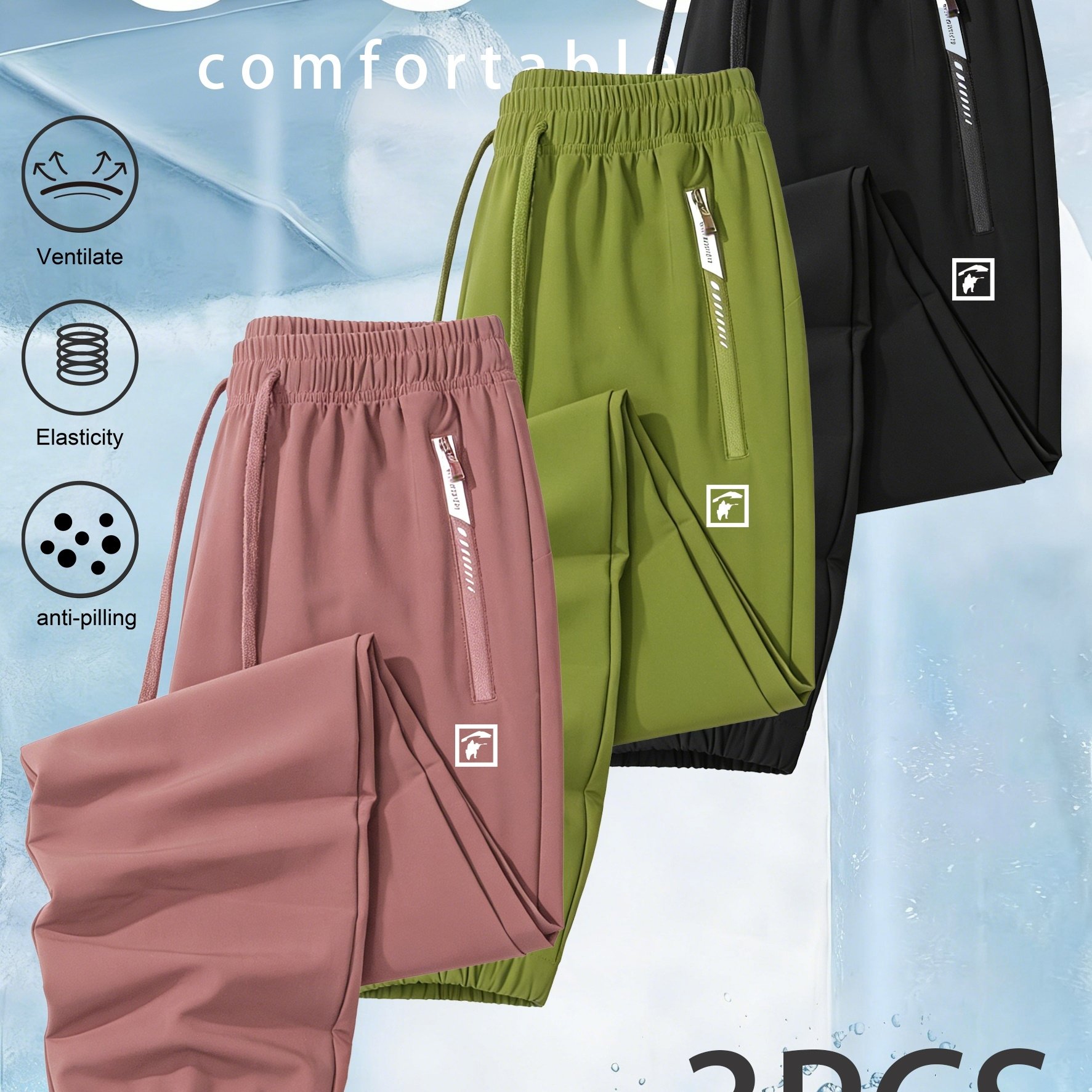 TEMU Three-pack Women's Quick-dry Long Pants, Women's Lightweight Outdoor Sports Jogger Pants, Women's Breathable Stretch Comfortable Casual Pants