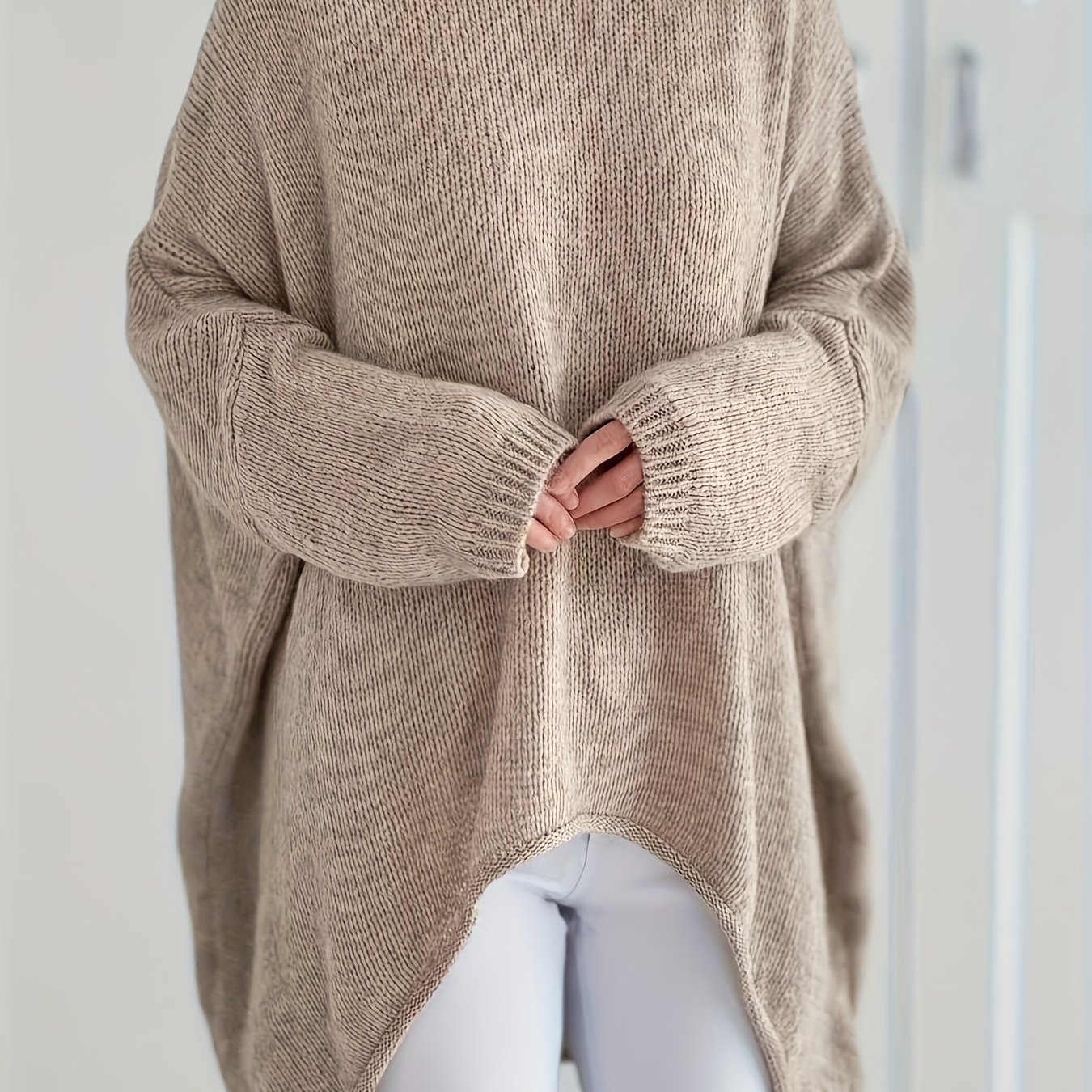 E-shop Plus Size - Plus Size - Fleisch Abdeckung Fleisch Lazy Herbst Und Winter Design Sense Pullover Irregulär Kleine Gruppe Pullover Sweater