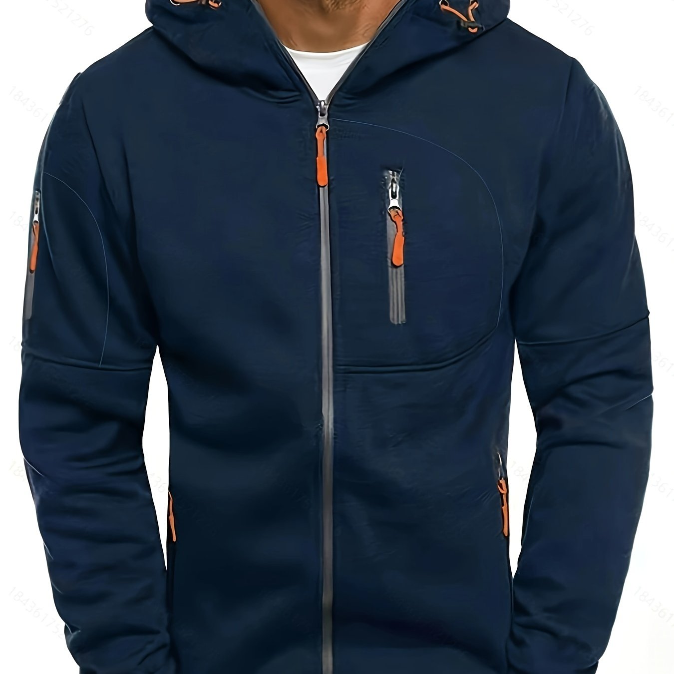 Cross-border New Polyester Hoodie, -lined Loose Hooded Sweatshirt, Solid -up Hoodie With Arm Zippers