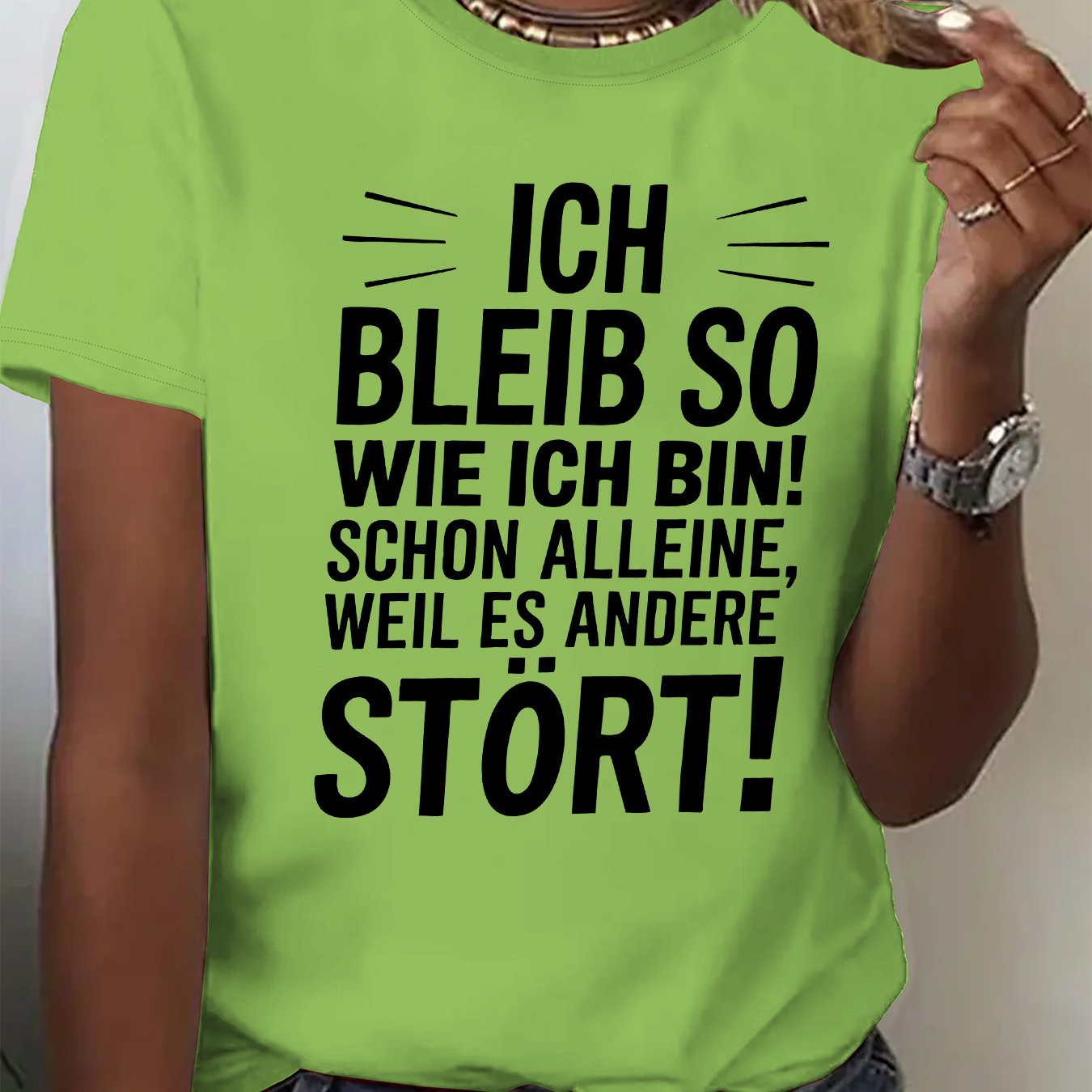 E-shop 4.15 Damenmode T-Shirt, bedrucktes Rundhals-T-Shirt, lässiges Kurzarm-T-Shirt für Damen