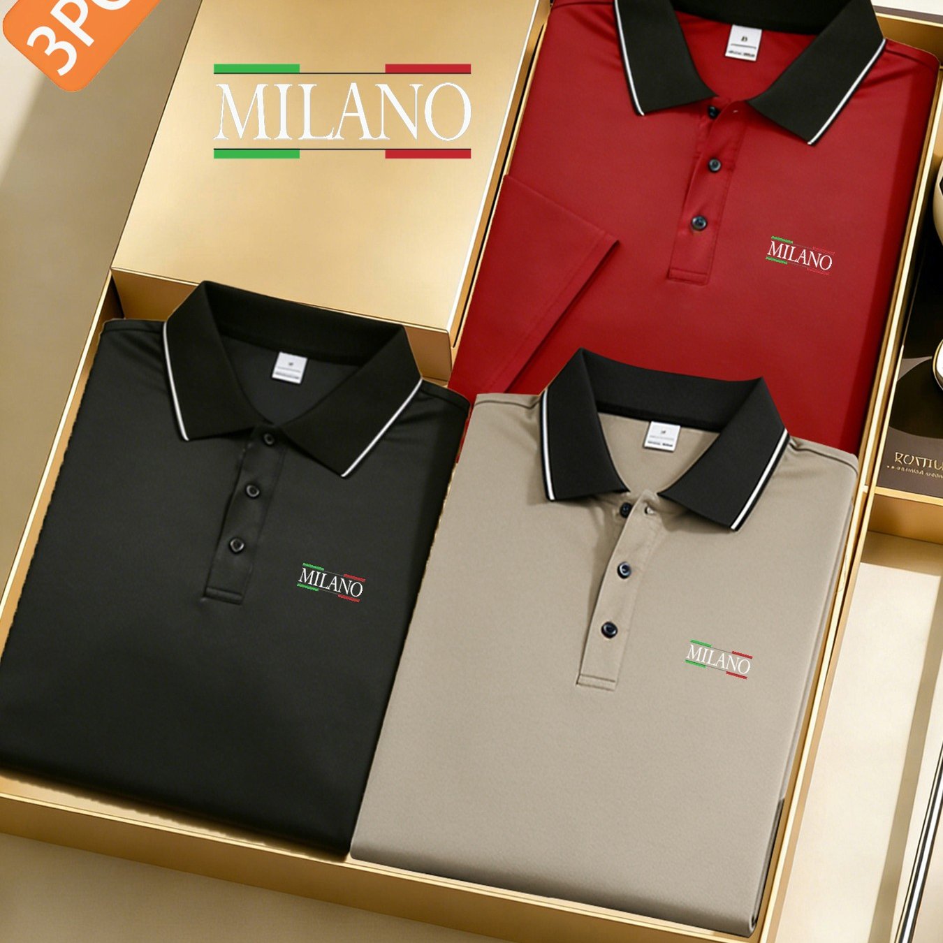TEMU 3pcs Set S8-858 Fashion "" Logo Color-block Quick-dry Fabric Men's Casual Sport Short-sleeve Shirt, Lapel Button-up Printed Regular Fit Golf