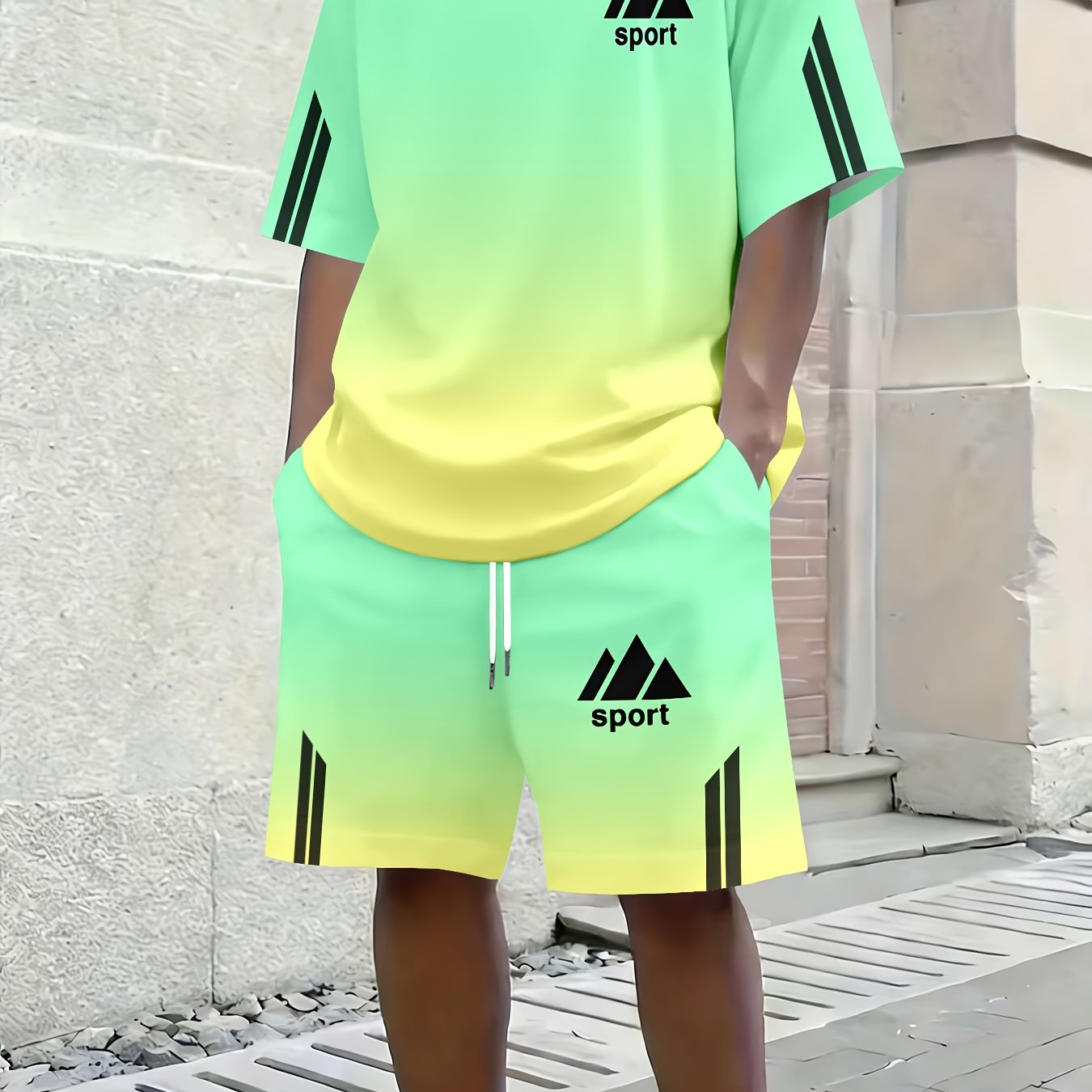 TEMU Men's Casual Trendy Fashion Sportswear Set, Summer Casual Short Sleeve And Shorts 2pcs Set