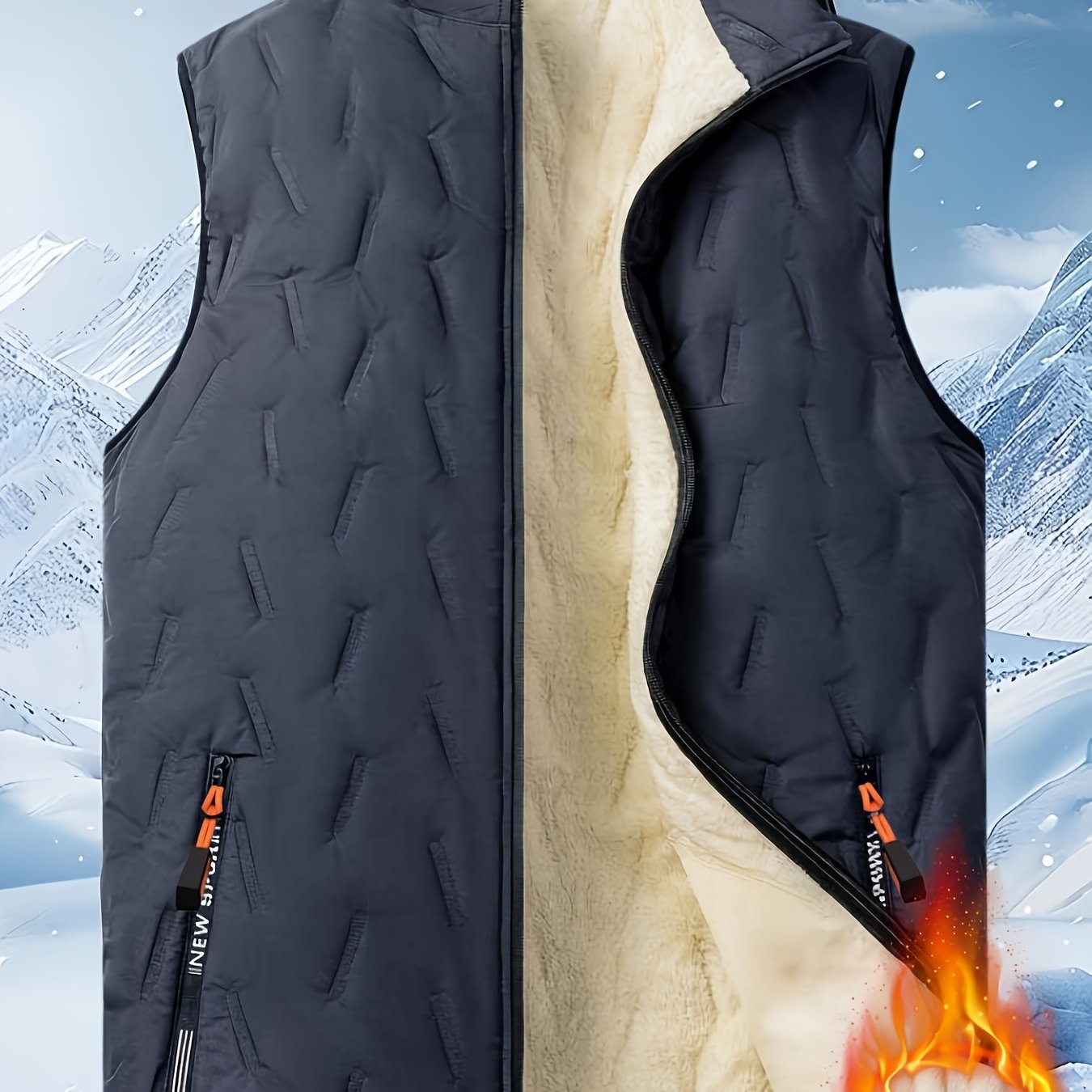 TEMU Men And Women Can Wear Autumn Winter Warm Sleeveless Jacket, Stand Collar Lamb Fleece Vest, Zippered Pockets, Very Suitable For Cold Weather