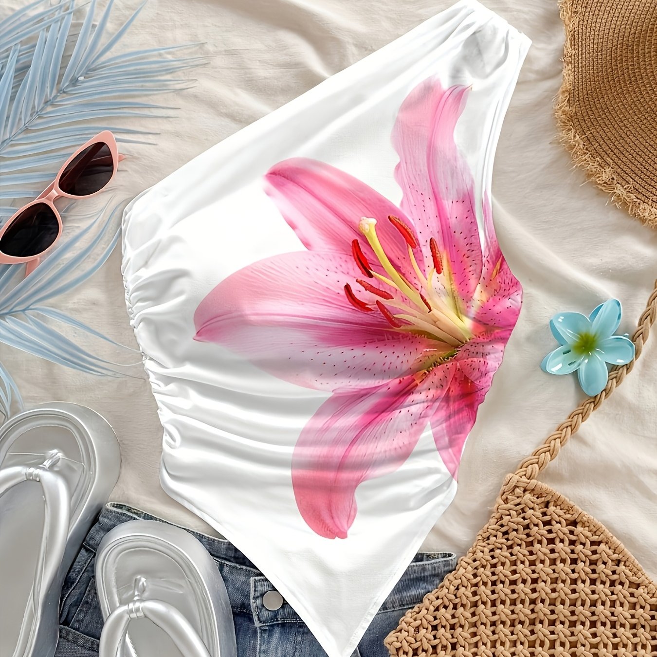 TEMU 2026 Spring/summer Women's European And One-shoulder Irregular Hem Slim-fit Fashionable Tank Top