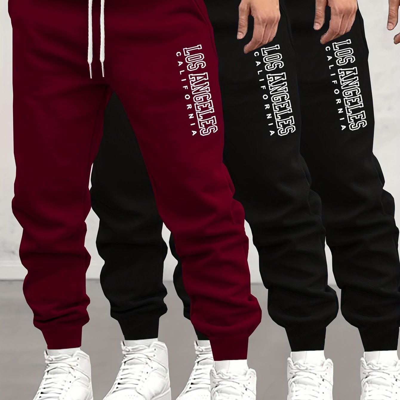 TEMU 3pcs Men's Casual Sweatpants, Comfortable Autumn/winter Joggers, Winter Outdoor Drawstring Pants