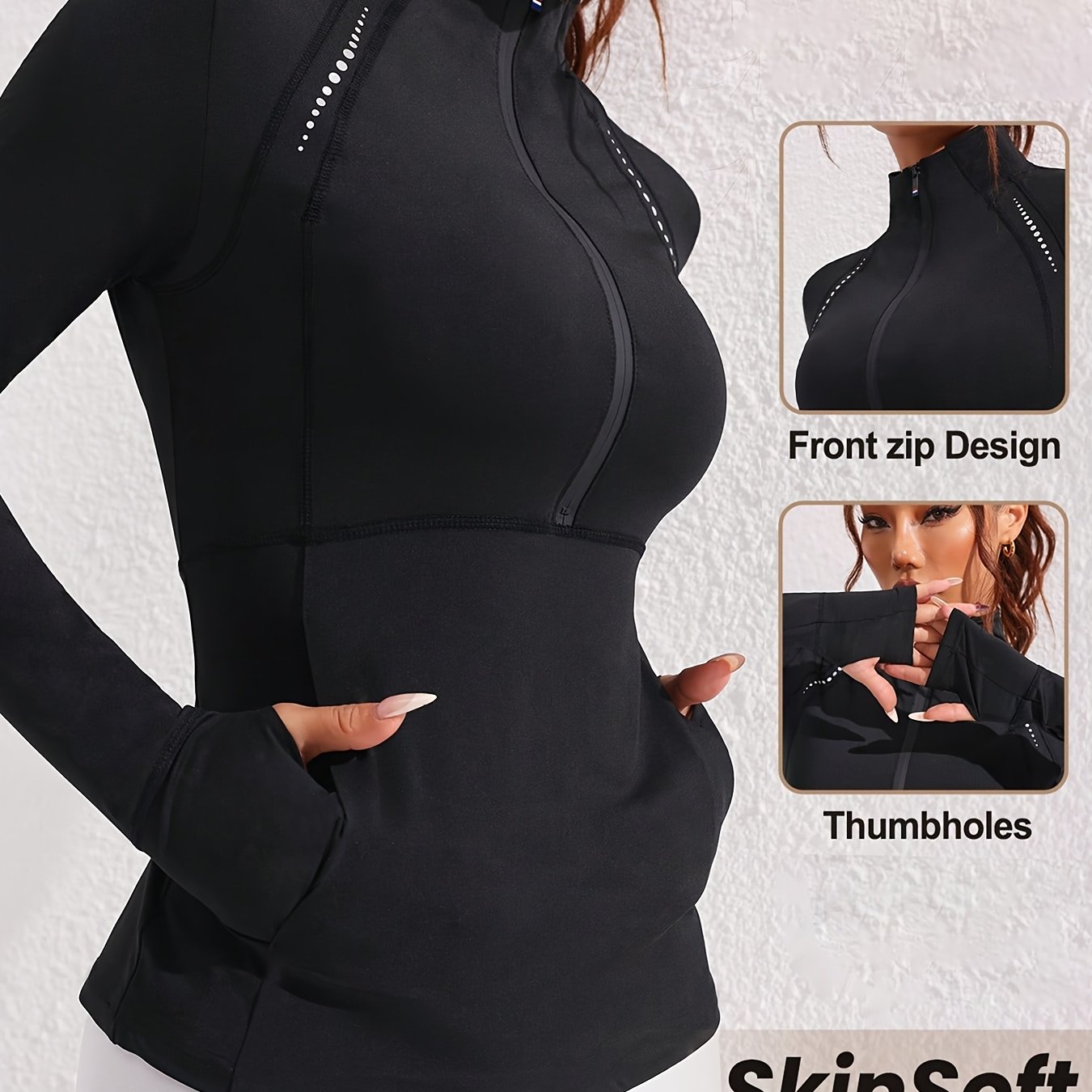 Image of Sports Jacket And Athletic Jacket, Fashionable Easy Casual Shopping, Tight Top, Figure-enhancing, Pockets