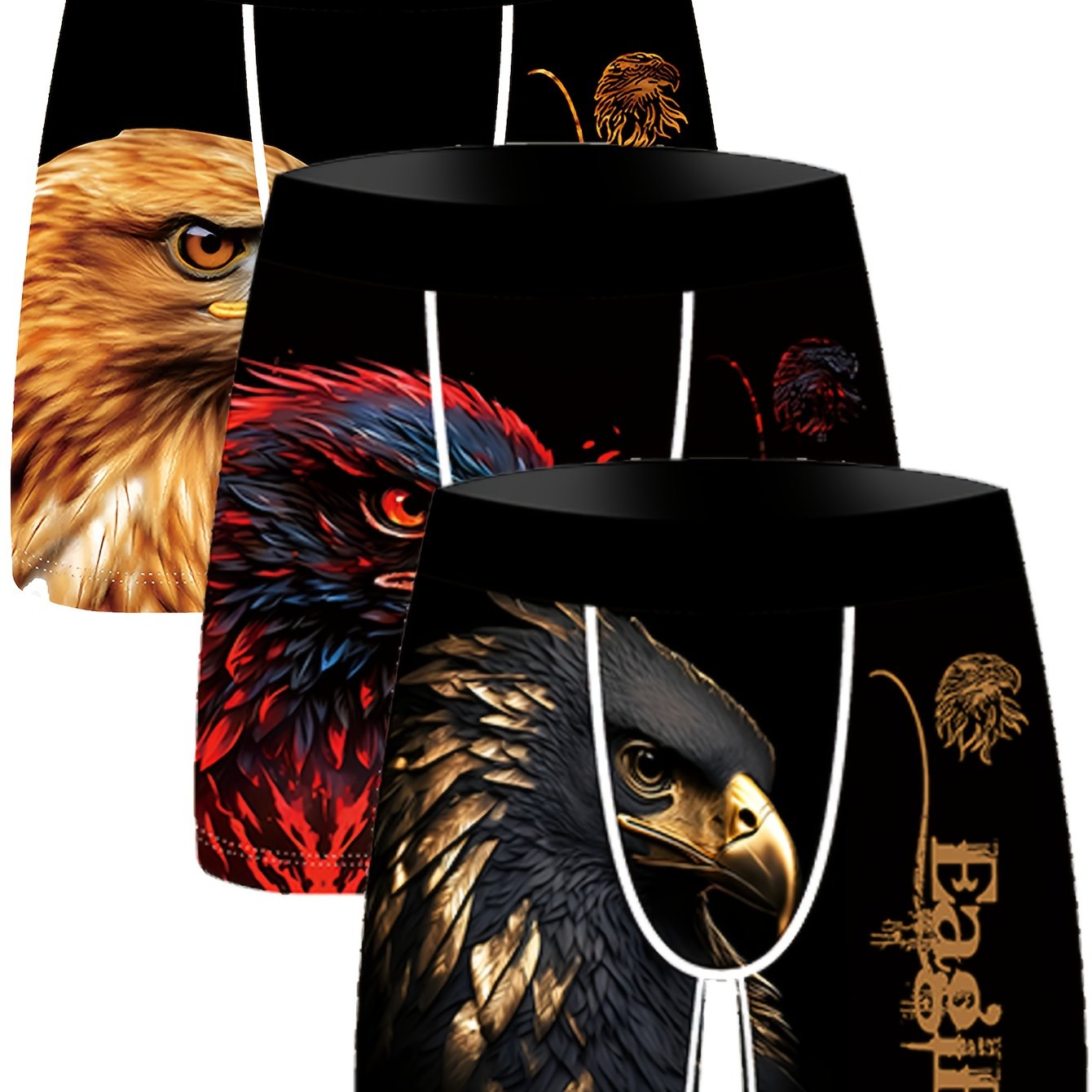 E-shop 3er-Pack Falcon Cartoon Digitaldruck Herrenunterwäsche, gestrickte, dehnbare, modische und bequeme, atmungsaktive Herrenslipper