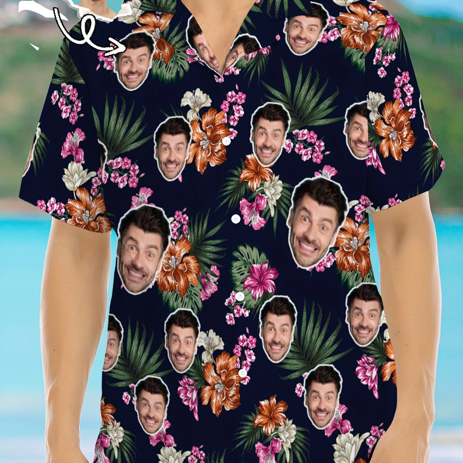 TEMU Jia + CUSTOM Chemise Hawaïenne Personnalisée pour Homme, Ajoutez Votre Image Complète pour l'Impression Numérique sur N'importe Quel Partie de