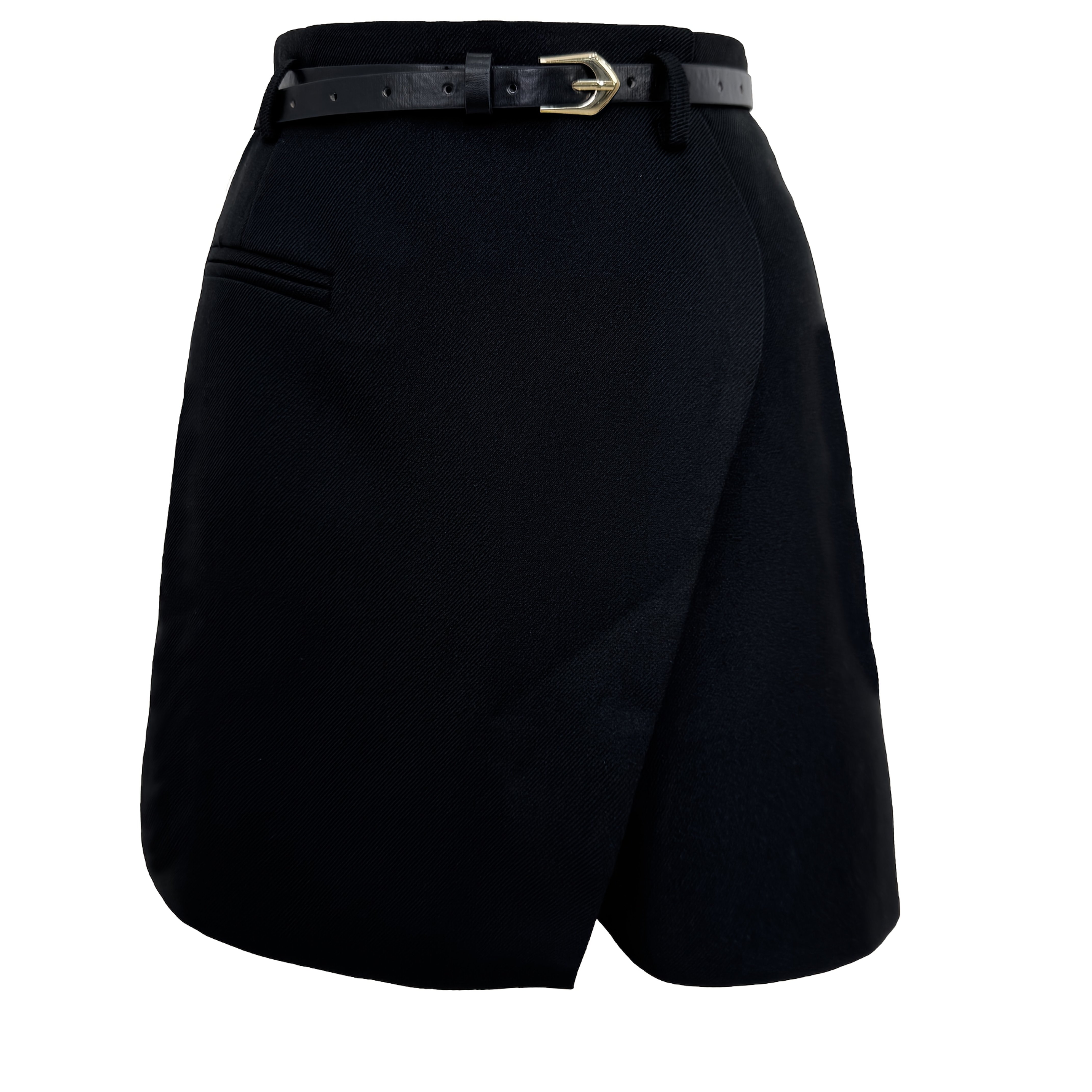 Elegant Women's Shorts, Solid Zip-up With Belt