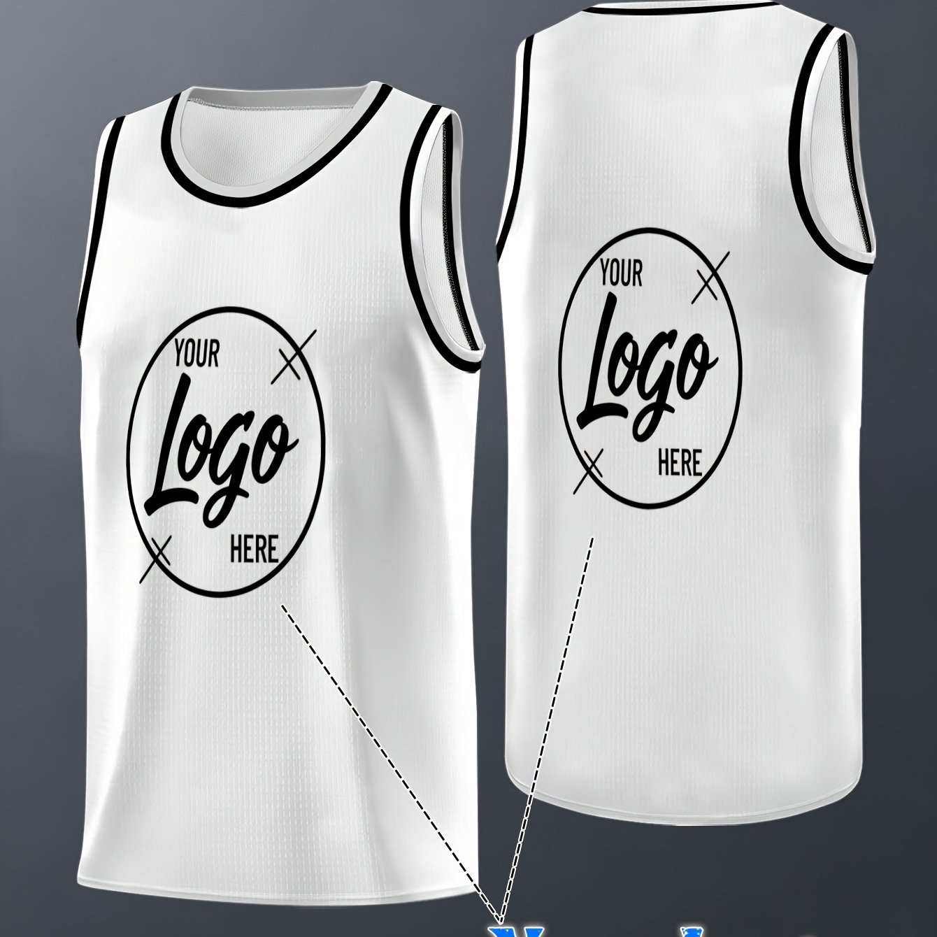 TEMU Men's Custom Crew Neck Sleeveless Basketball Jersey Personalized Team Logo Moisture Wicking Quick Dry Breathable Lightweight Polyester Tank Top