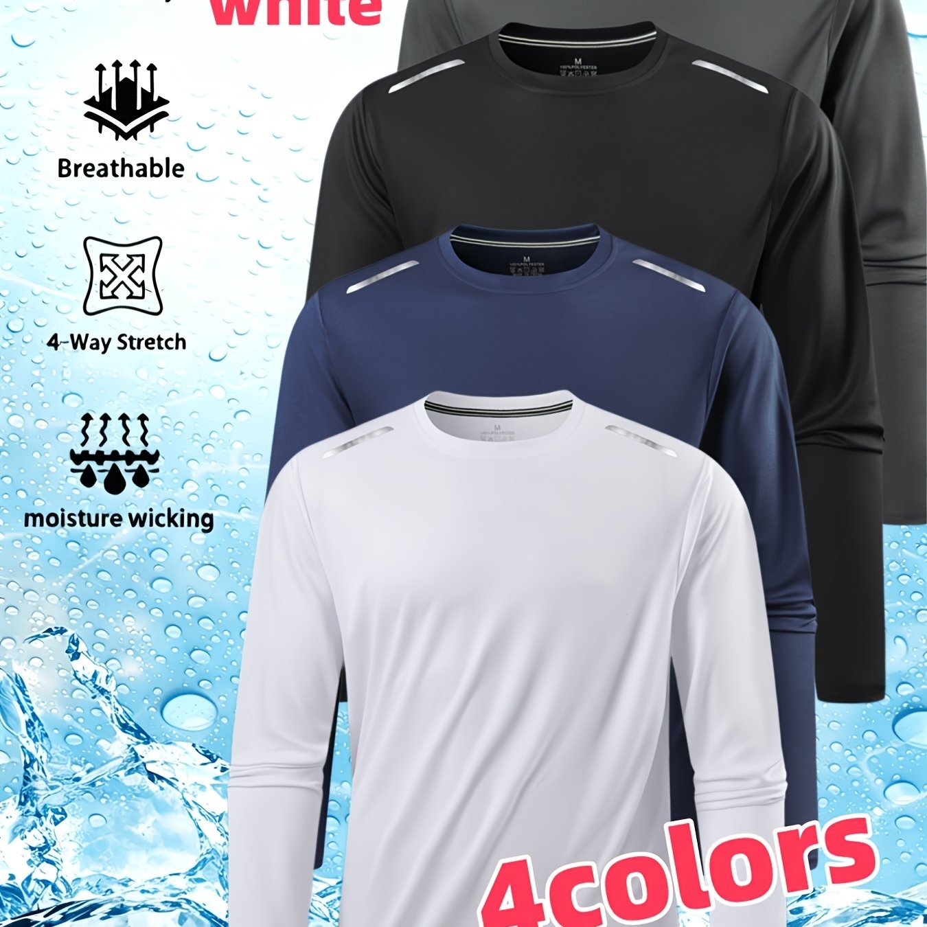 TEMU 1pc Men's Long Sleeve Sports T-shirt For Spring And Autumn, Breathable Mesh, Stay Dry, Stretch Fabric, Ideal For Exercise, Fitness, Running, And
