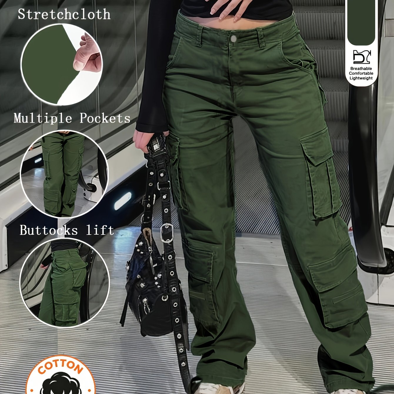 Image of Women's Casual Retro Long Jeans New Multi-pocket Y2k Streetwear Aesthetic Loose Straight-leg Workwear Fashion Clothing