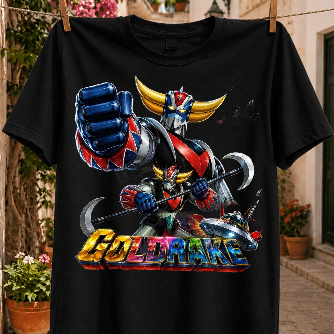 TEMU T-shirt unisexe grande taille avec motif robot super dynamique à cornes, levé, à double lame, et