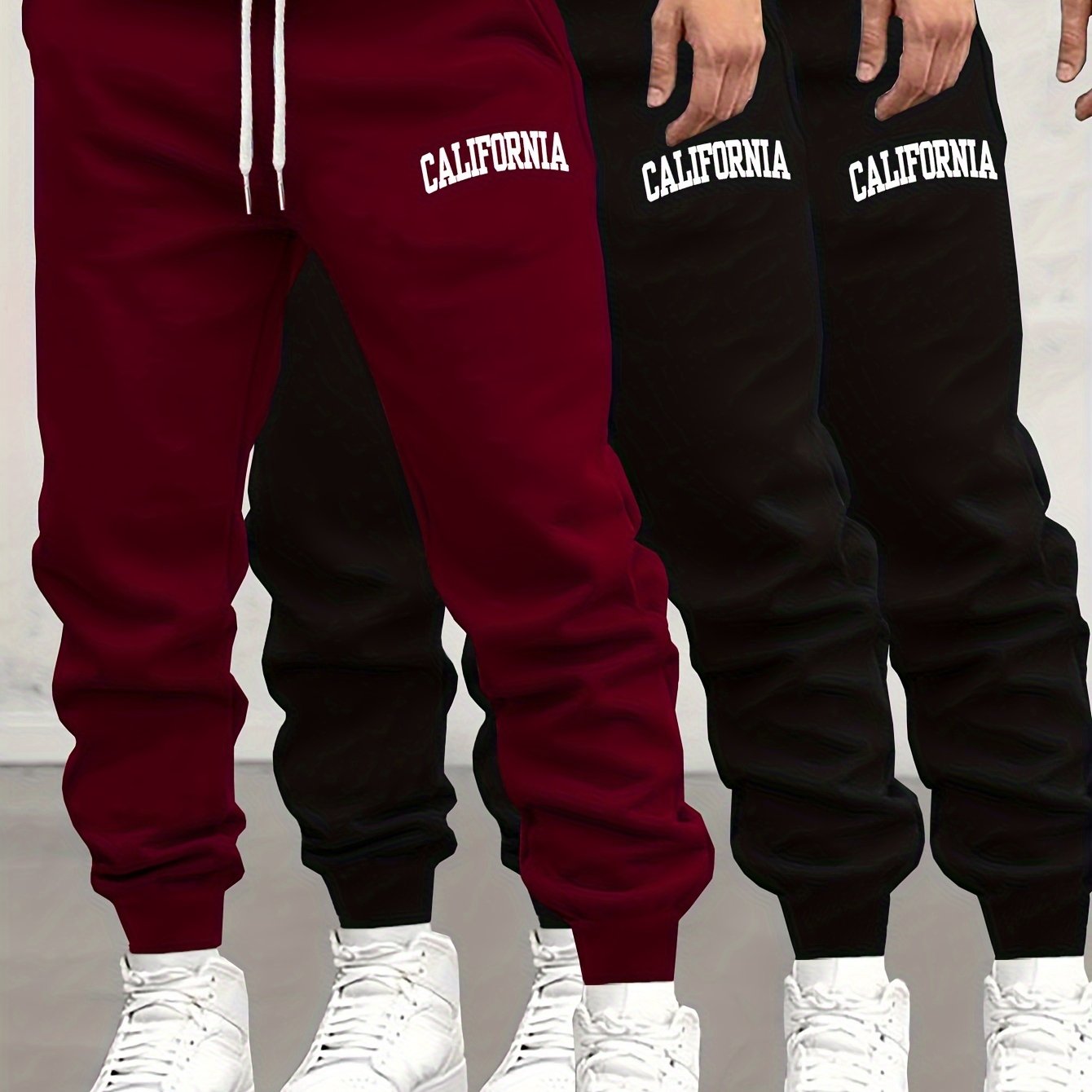 TEMU 3pcs Men's Casual Sweatpants, Comfortable Autumn/winter Joggers, Winter Outdoor Drawstring Pants
