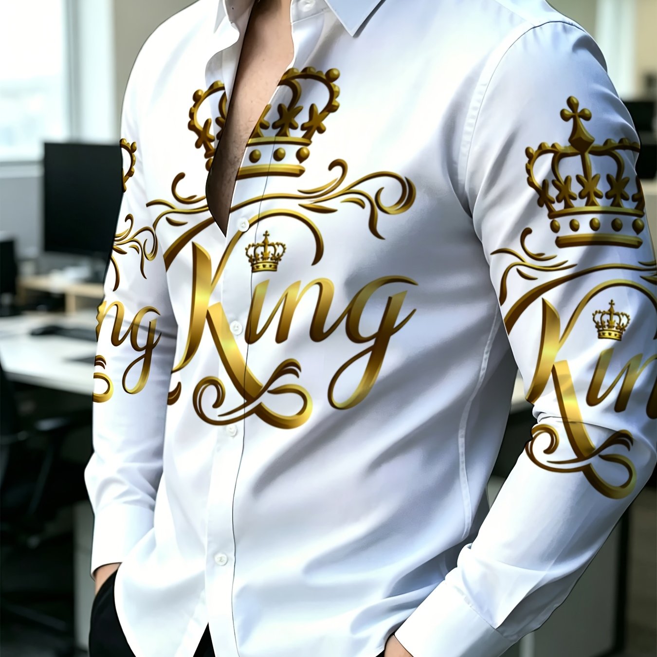 TEMU Men' Luxury Long Sleeve Shirt, Business Top, Versatile Slim Fit Men's Clothing For Daily And Party Occasions, Comfortable Breathable, Smooth