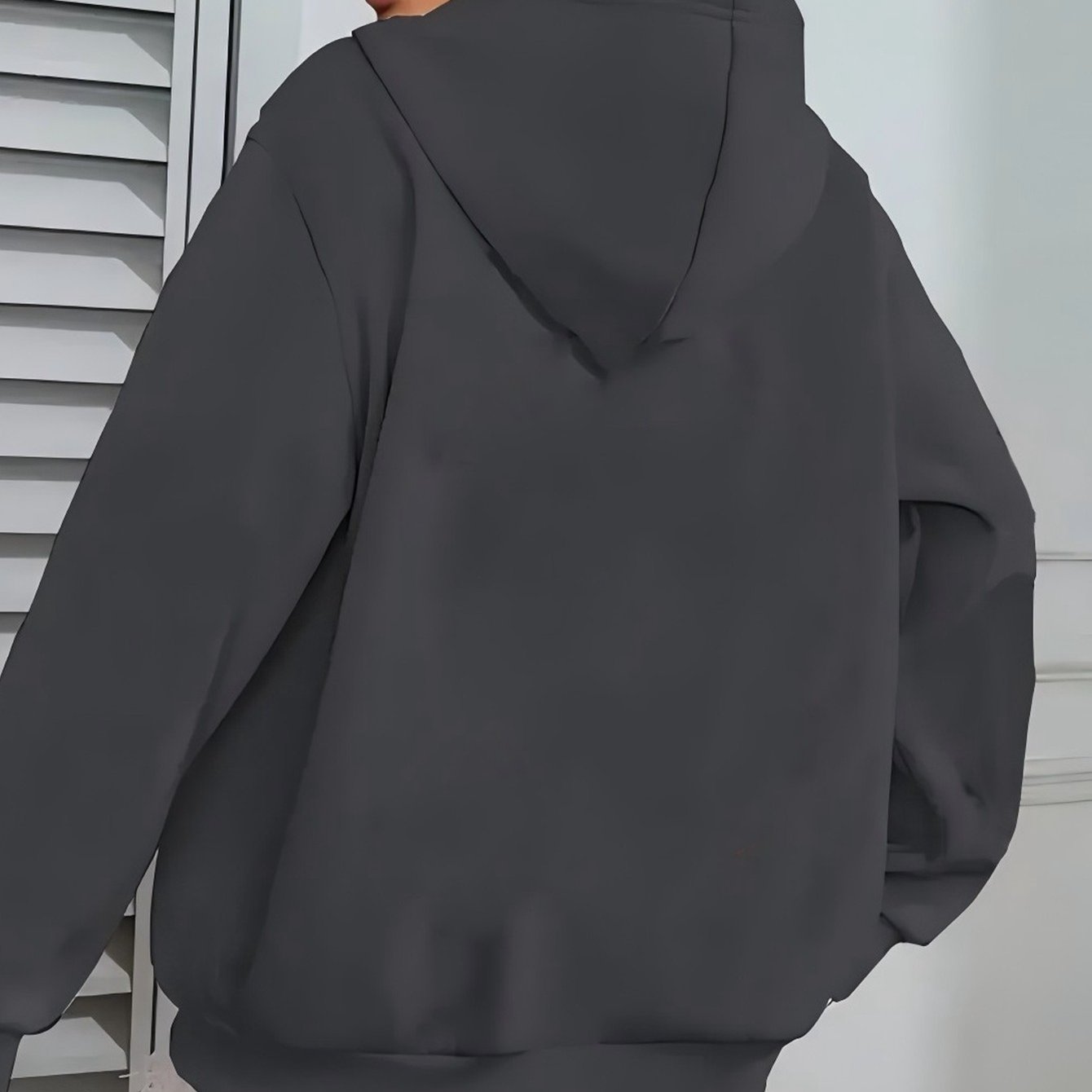TEMU Women's Plus-size Oversized Hooded Sweatshirt - 100% Polyester Loose Fit Round Neck Solid Color Cozy Winter Pullover, Machine Washable Casual