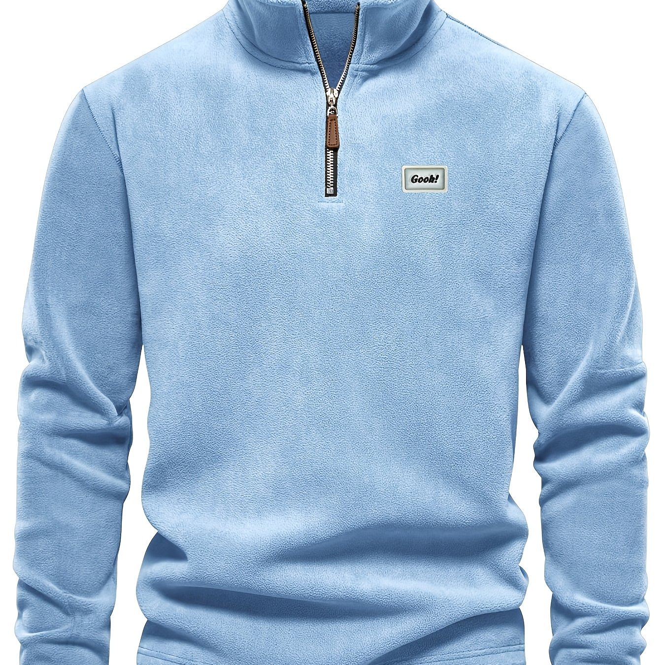 TEMU Sudadera de forro polar cremallera y cuello para hombre, tejido polar de y estructura , casual de , ideal para skate, uso diario,