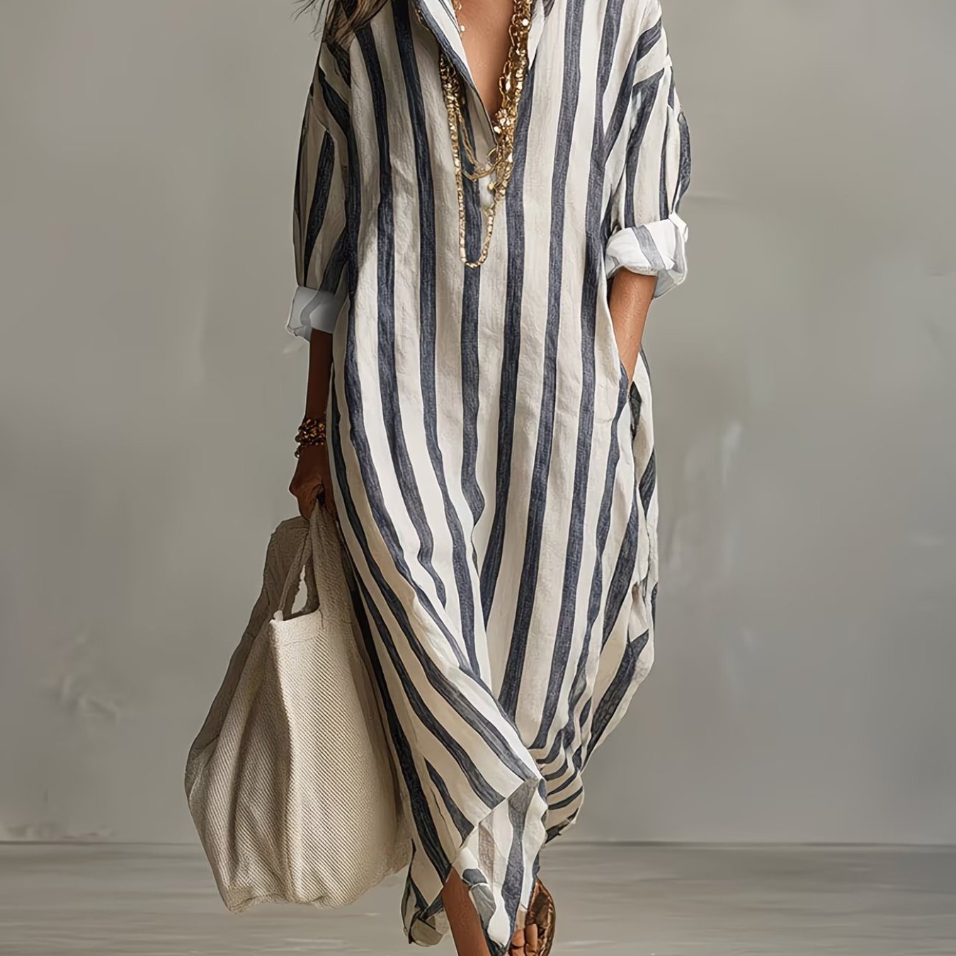 TEMU Women's Elegant V-neck Top, Loose Casual Linen Texture Blouse, Leisure Literary Style, And Covering, Daily Temperament Style, Loose Drape