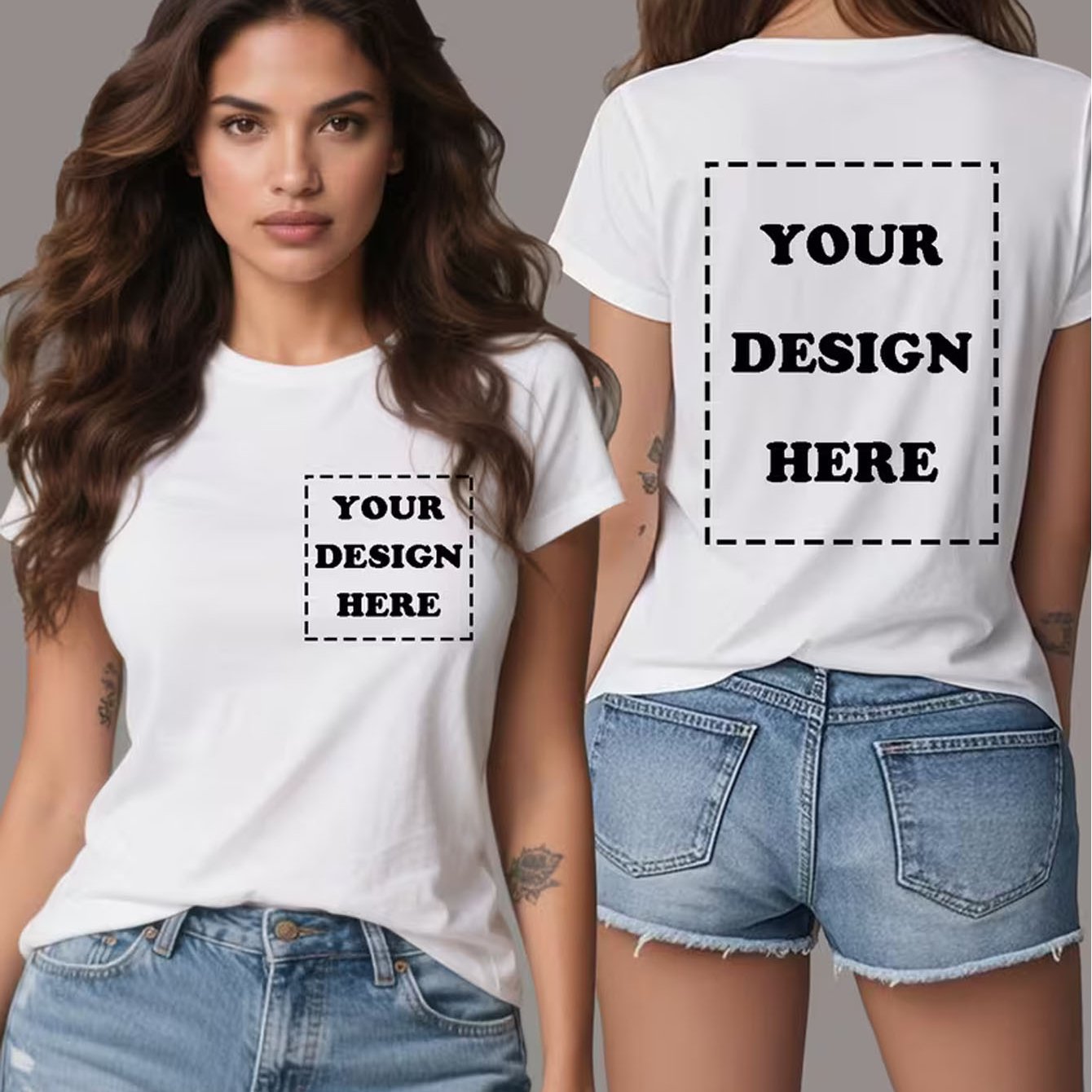 TEMU Benvenuti Ordini All'Ingrosso T-shirt Personalizzate da Donna - Stampa Personalizzata Fronte e Retro Adatta per Aziendali, Feste, Regali -
