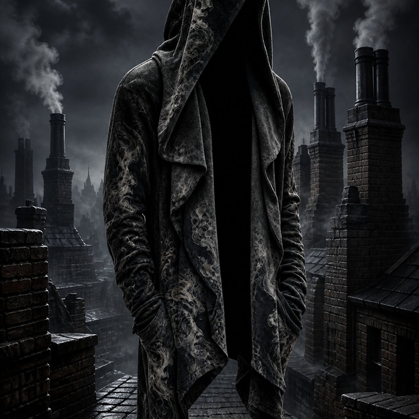 Image of Halloween Long Buttonless Hoodie Cardigan For Men Gothic Dark Style Halloween Clothing Perfect For Daily Streetwear And Holiday Parties.