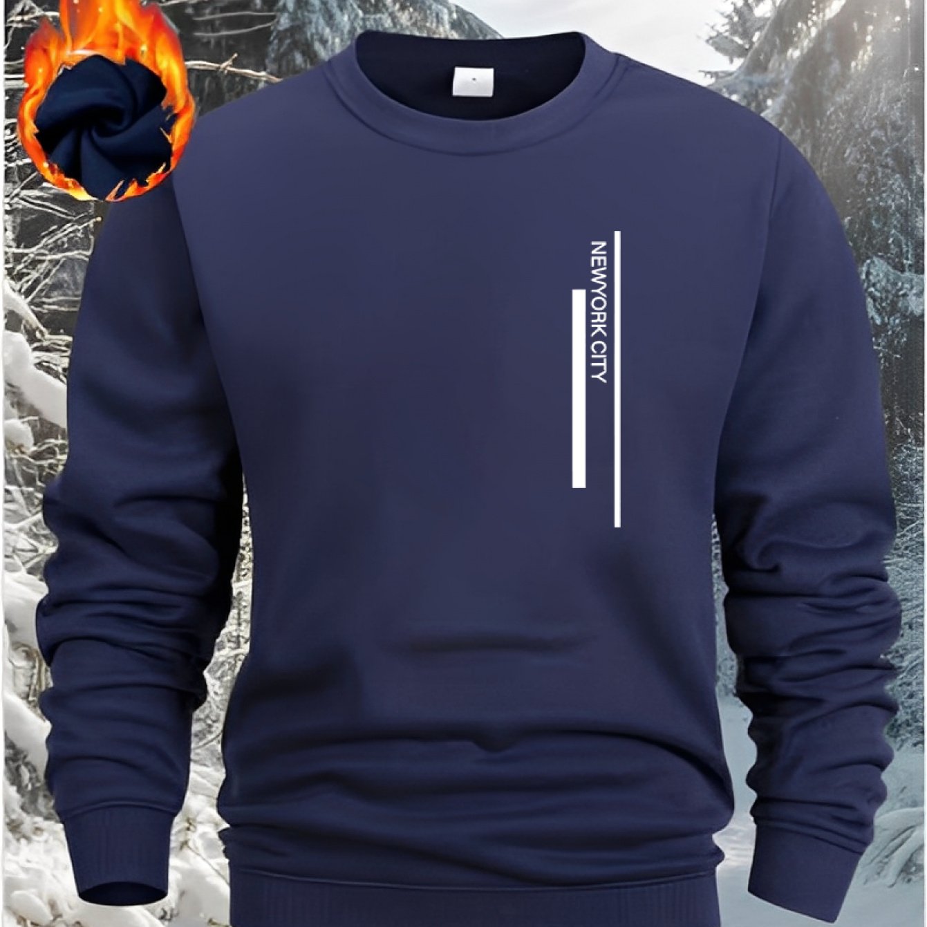 TEMU Men's Casual Crewneck Sweatshirt For Autumn And Winter, Fashionable With Pattern And Logo