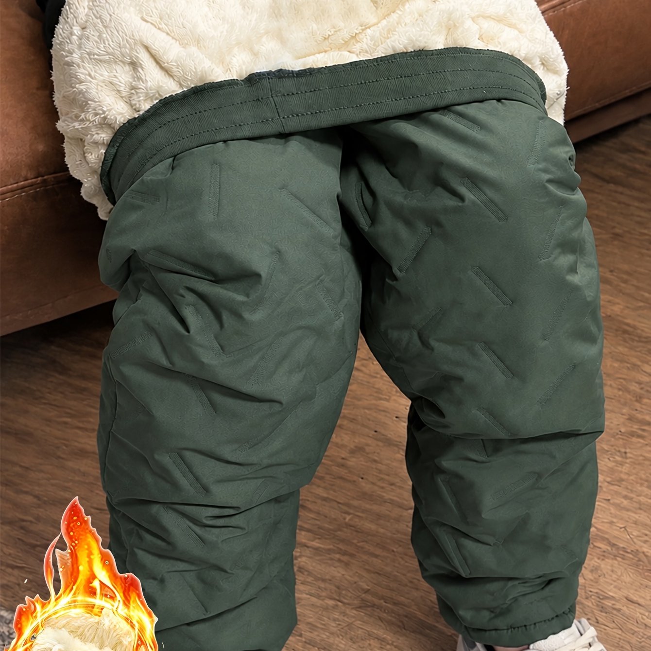 TEMU Trousers For Men High Quality | Men's Casual -lined Pants, Winter Drawstring Thermal Trousers With Pockets, , Suitable For Outdoor Wear,