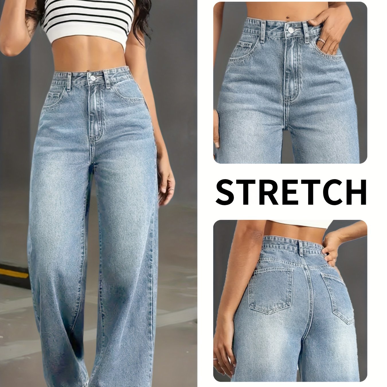 Classic Navy Blue Jeans For Ladies